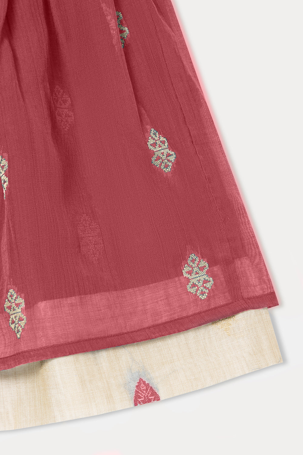 Chittythalli Halter Neck with Ruffle Detailing Ethnic Pavadai Set - Pink - PS28