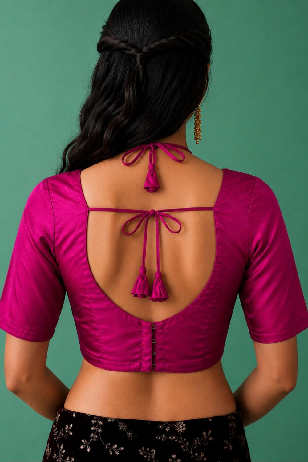 Women's Art Silk Readymade Saree Blouse | V-Neck Elbow Sleeve Designer Blouse for Women | Traditional Ethnic & Festive Wear - 4418