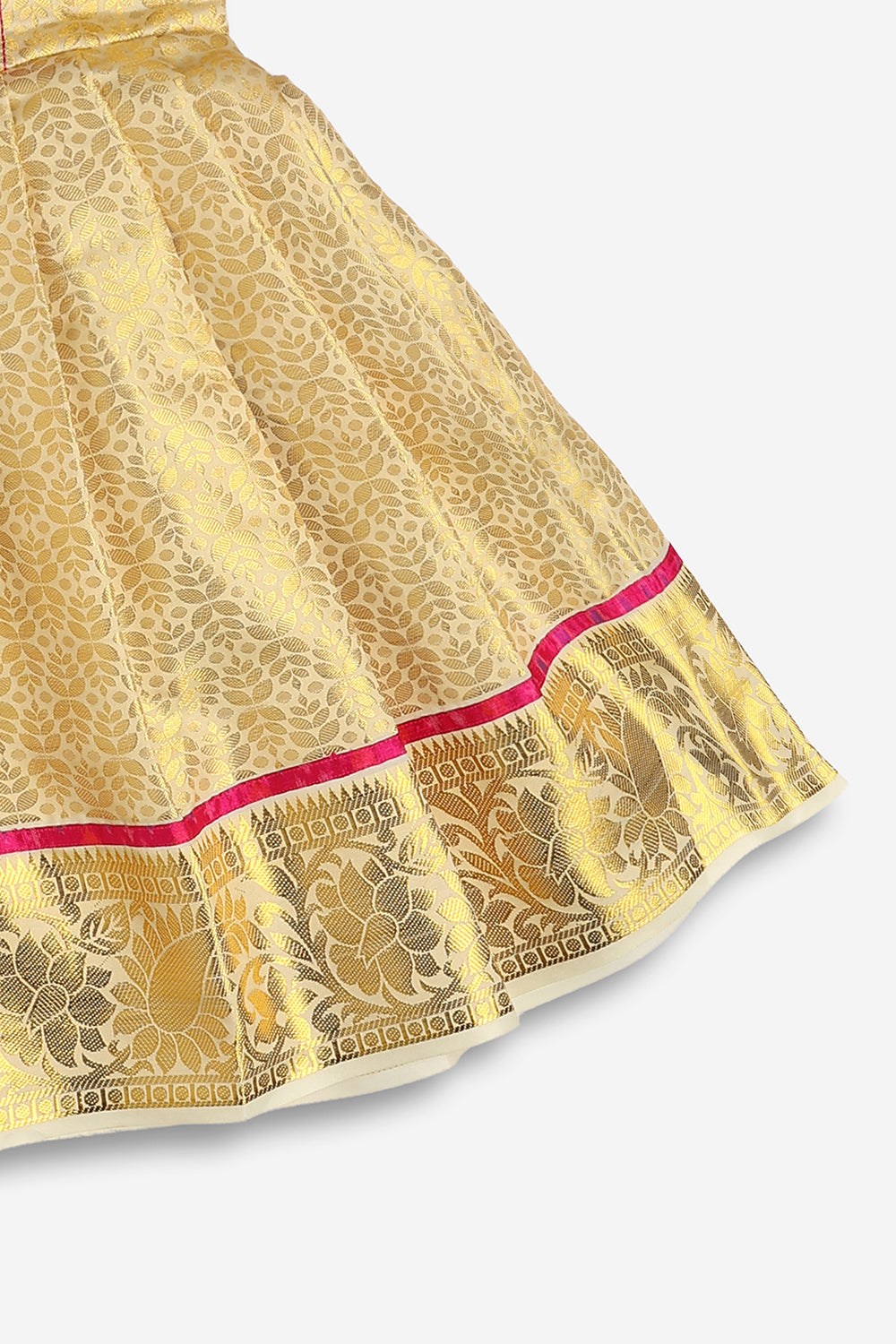 Chittythali Girls Semi Silk Ethnic Frock with Ikat Panel & Back Smocking | Shoulder Tie Traditional Festive Dress - FR63