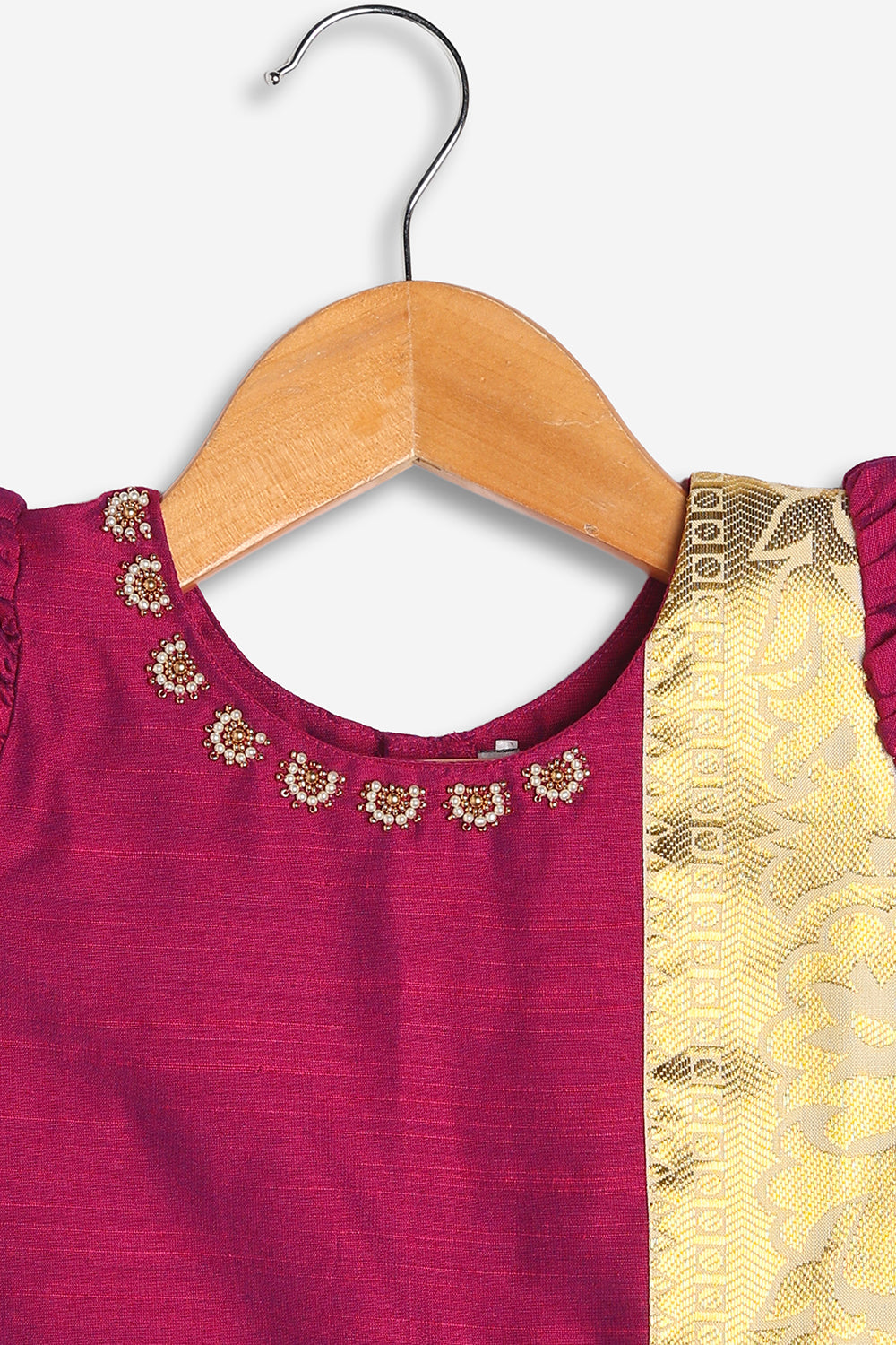 Chittythali Girls Art Silk Traditional Pavadai Set | Pintuck Sleeve Ethnic Pattu Pavadai Style Set - PS24