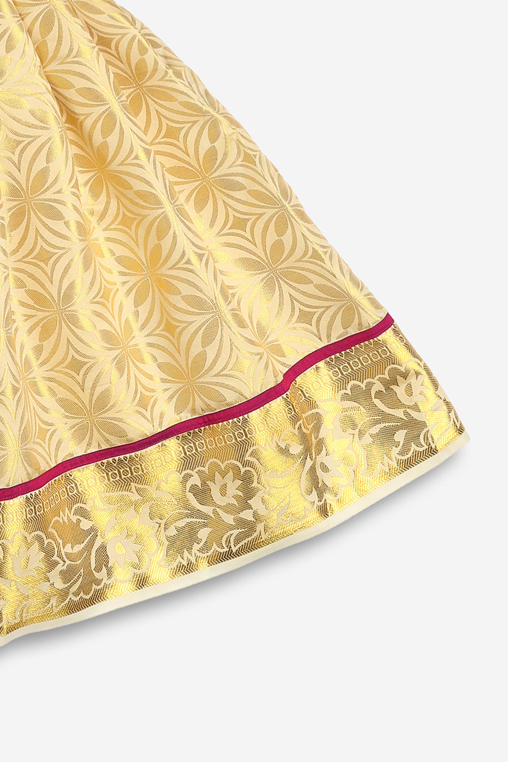 Chittythali Girls Art Silk Traditional Pavadai Set | Pintuck Sleeve Ethnic Pattu Pavadai Style Set - PS24