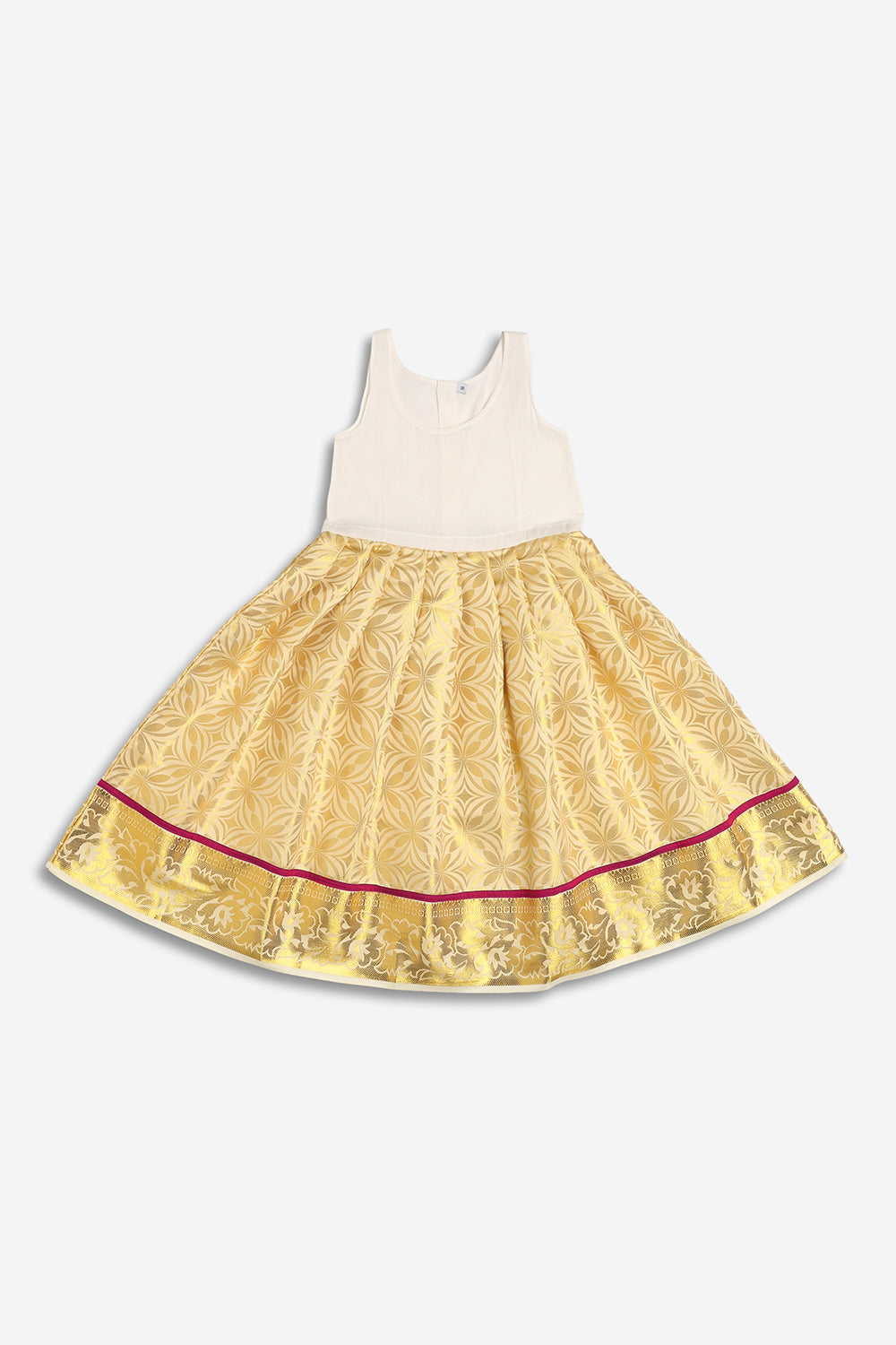 Chittythali Girls Art Silk Traditional Pavadai Set | Pintuck Sleeve Ethnic Pattu Pavadai Style Set - PS24