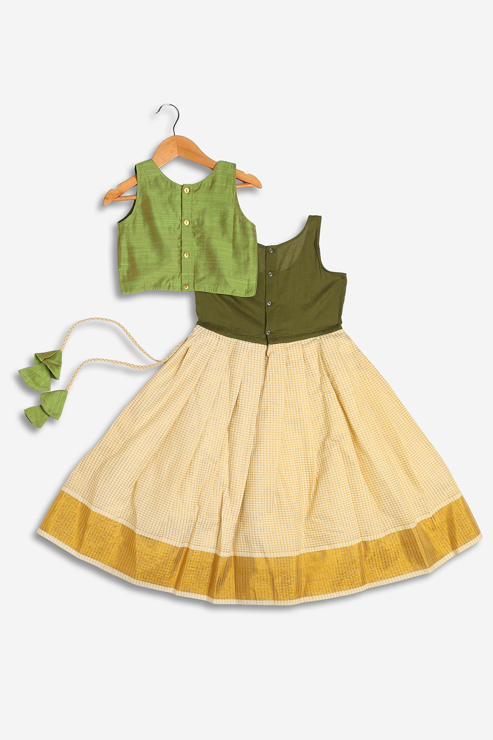 Chittythali Girls Art Silk Traditional Pavadai Set with Neck Embroidery | Festive Ethnic Pavadai Sattai - PS25