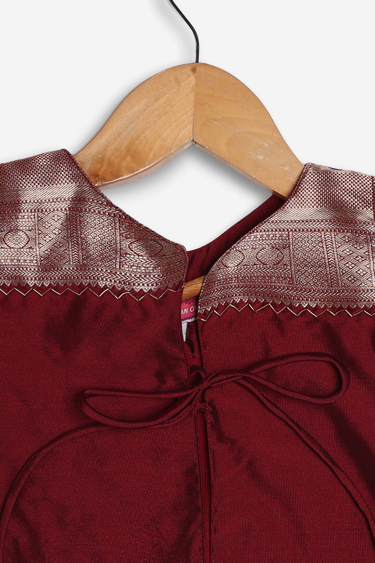 Chittythali Girls Semi Silk Ethnic Frock with Detachable Coat | Zardosi Embroidered Traditional Festive Dress - FR62