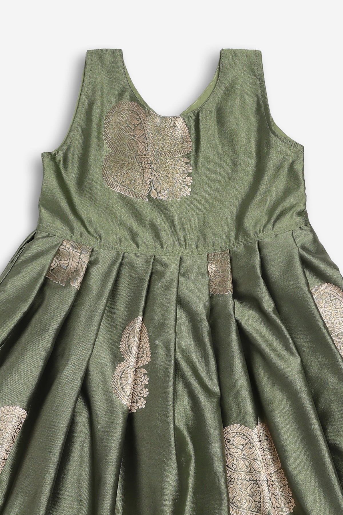 Chittythali Girls Semi Silk Ethnic Frock with Detachable Coat | Zardosi Embroidered Traditional Festive Dress - FR62