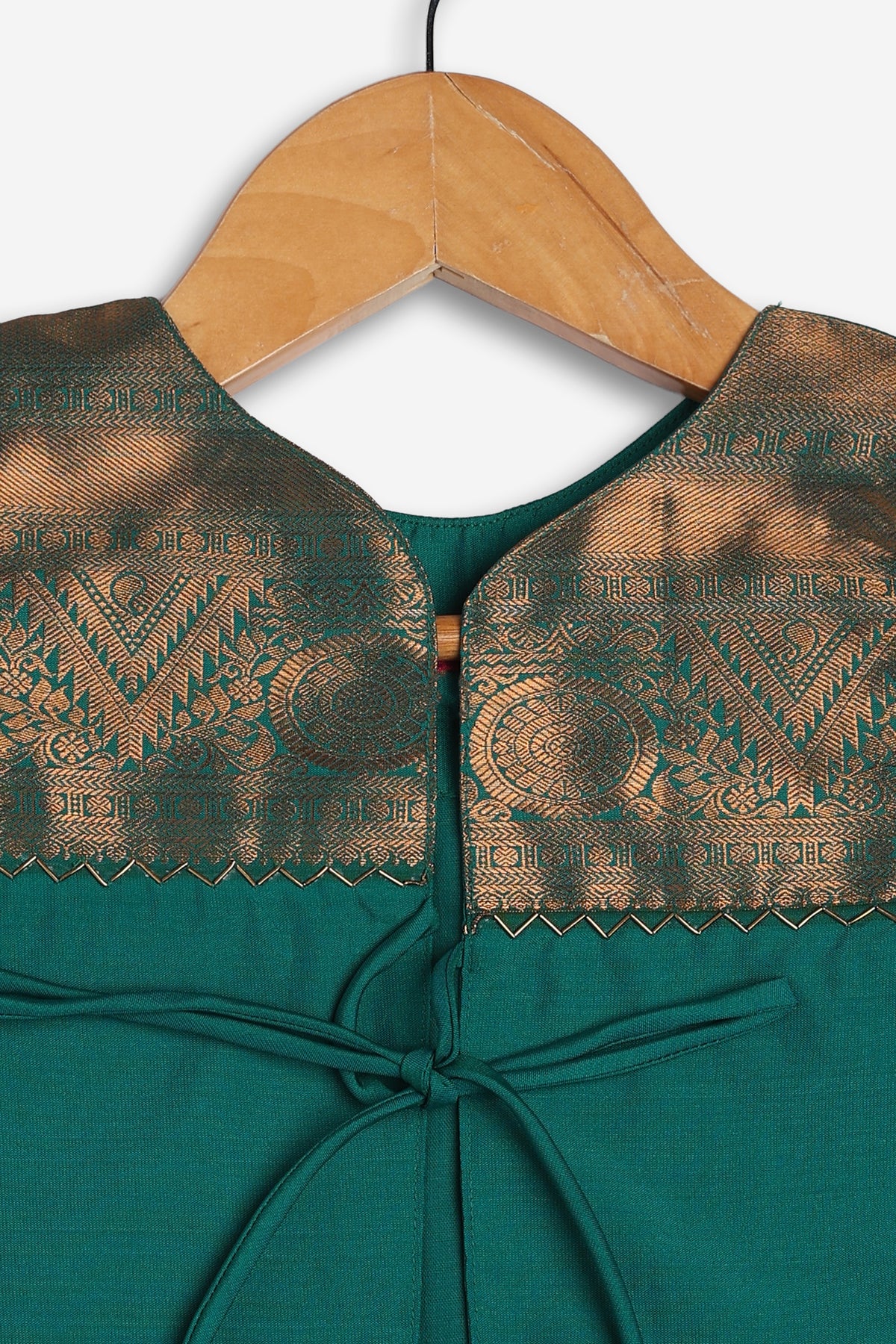 Chittythali Girls Semi Silk Ethnic Frock with Detachable Coat | Zardosi Embroidered Traditional Festive Dress - FR62