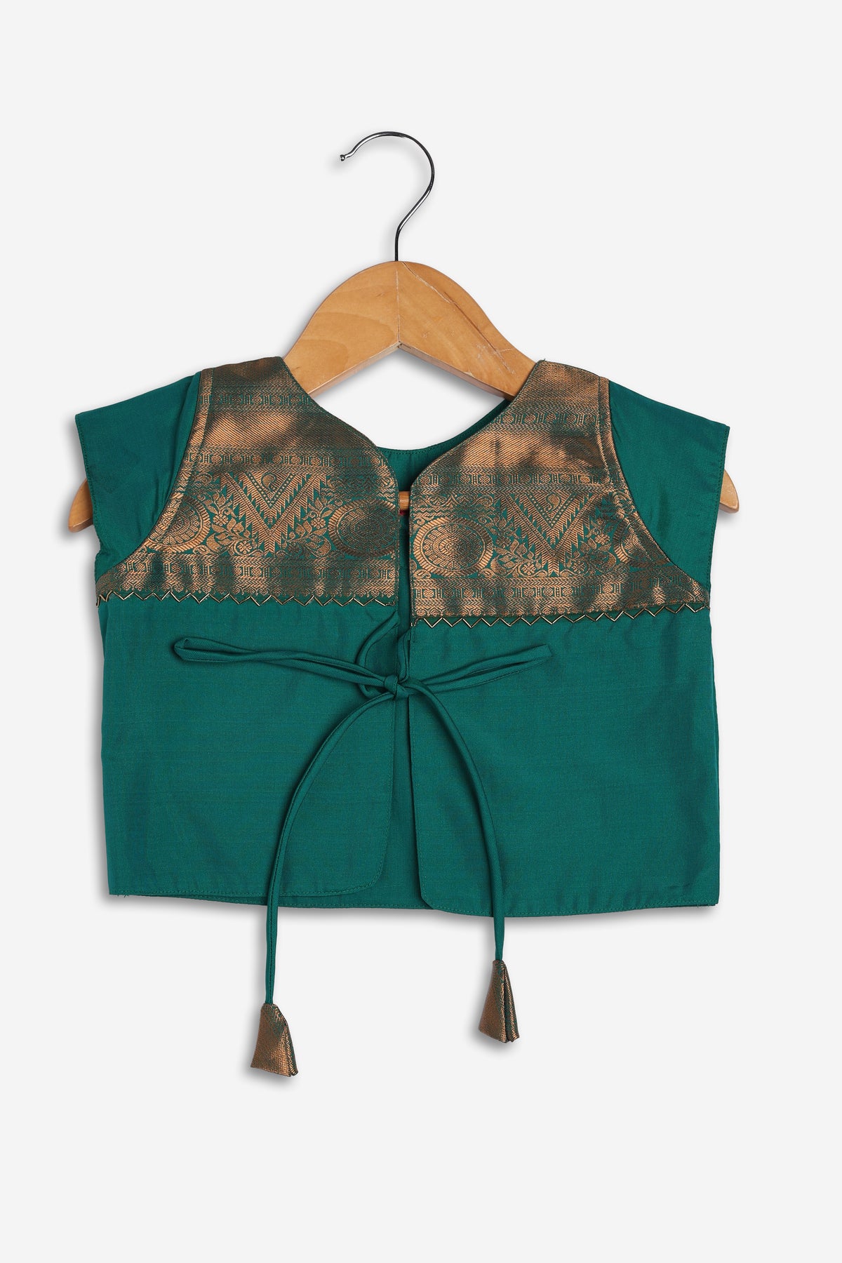 Chittythali Girls Semi Silk Ethnic Frock with Detachable Coat | Zardosi Embroidered Traditional Festive Dress - FR62