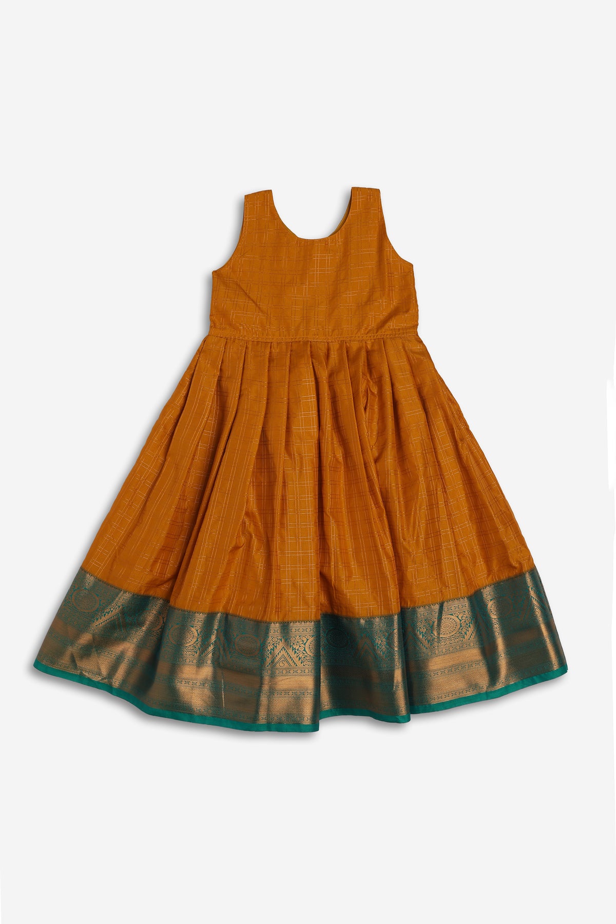 Chittythali Girls Semi Silk Ethnic Frock with Detachable Coat | Zardosi Embroidered Traditional Festive Dress - FR62