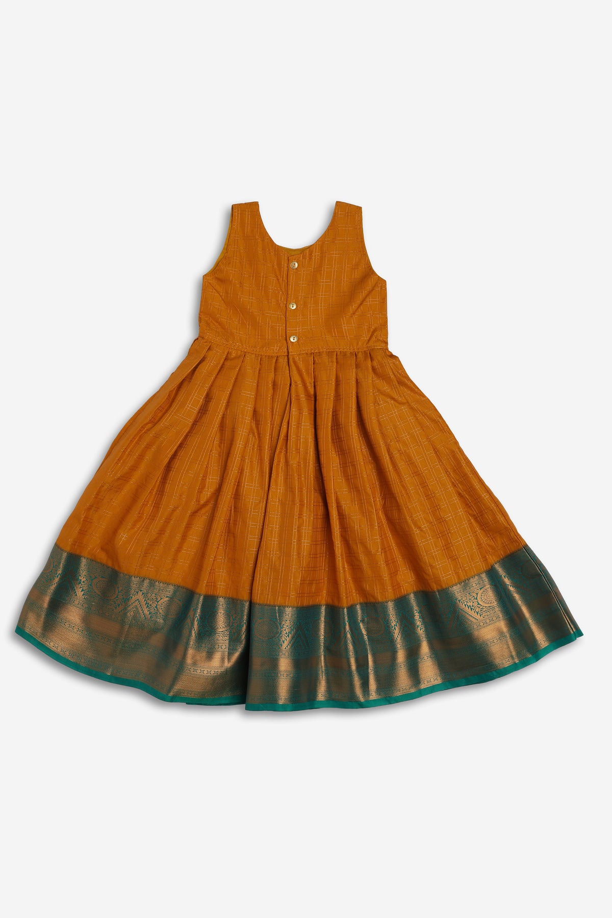 Chittythali Girls Semi Silk Ethnic Frock with Detachable Coat | Zardosi Embroidered Traditional Festive Dress - FR62