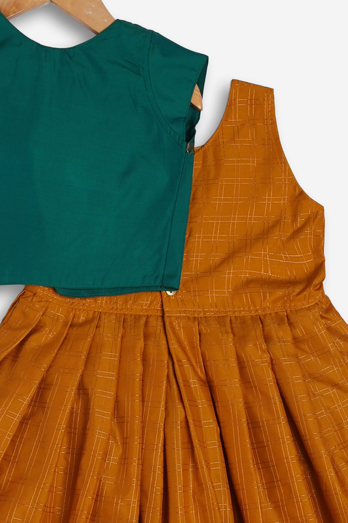 Chittythali Girls Semi Silk Ethnic Frock with Detachable Coat | Zardosi Embroidered Traditional Festive Dress - FR62