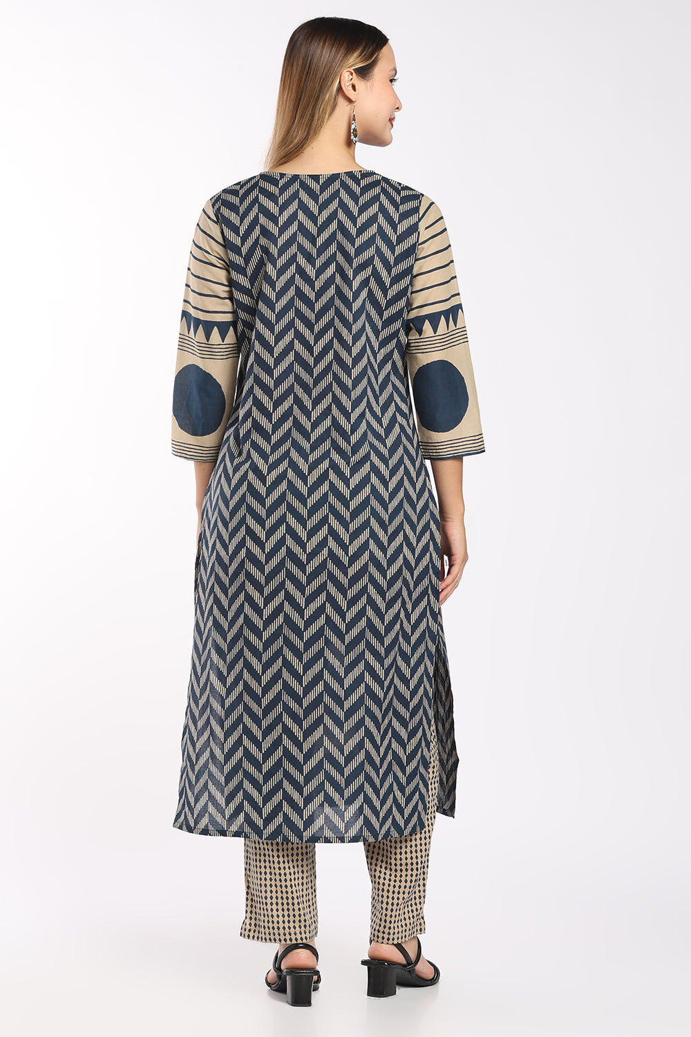 Mythri Women’s Cotton Printed Chudidar Set | 3 Piece Kurta Set with 3/4 Sleeves | Regular Fit Ethnic Suit Set for Daily Office & Casual Wear - 1434