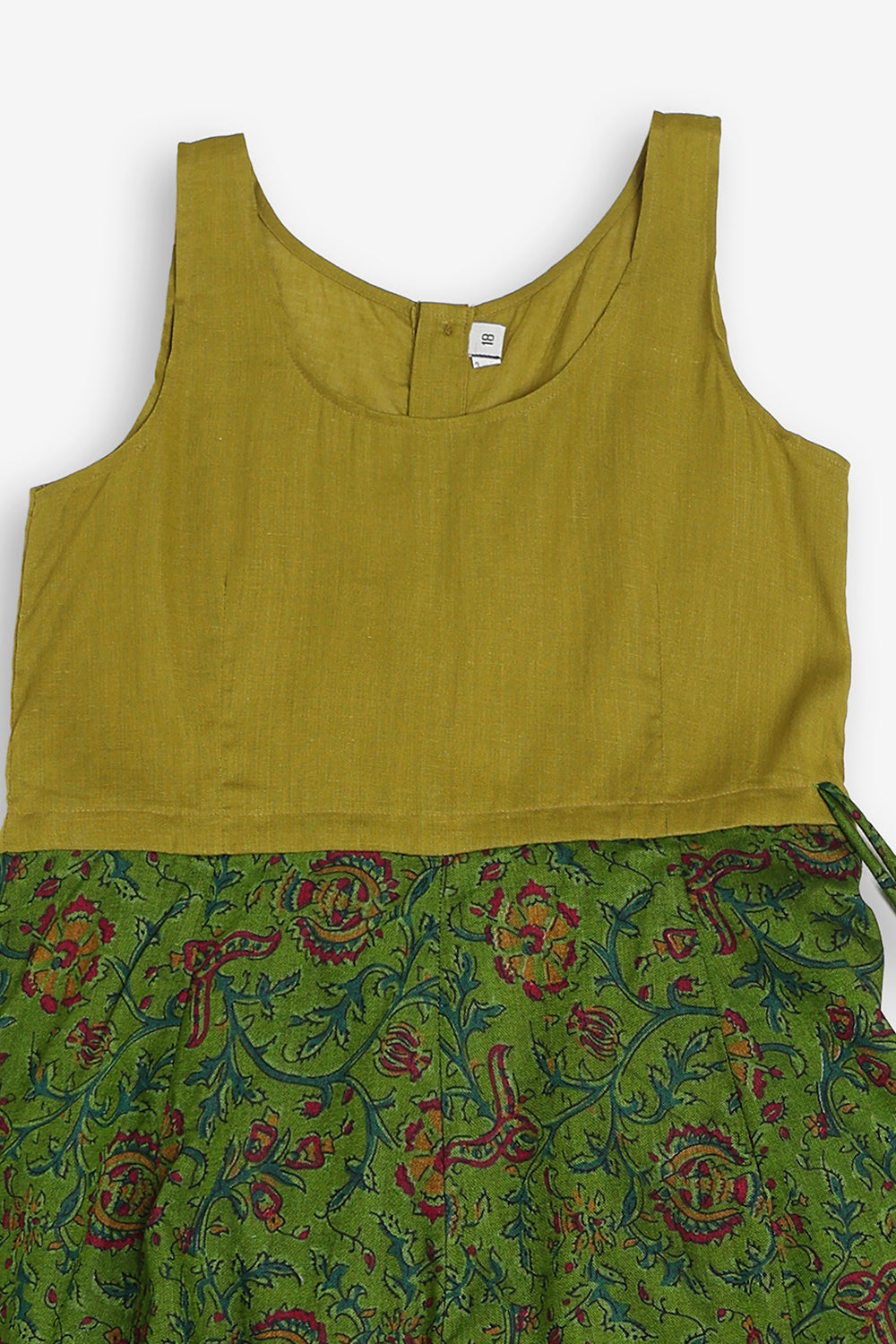 Chittythali Girls Cotton Silk Blend Pavadai Set | Pintuck Sleeve Top with Yoke Patchwork & Kali Skirt | Traditional Ethnic Festive Dress for Girls - PS33