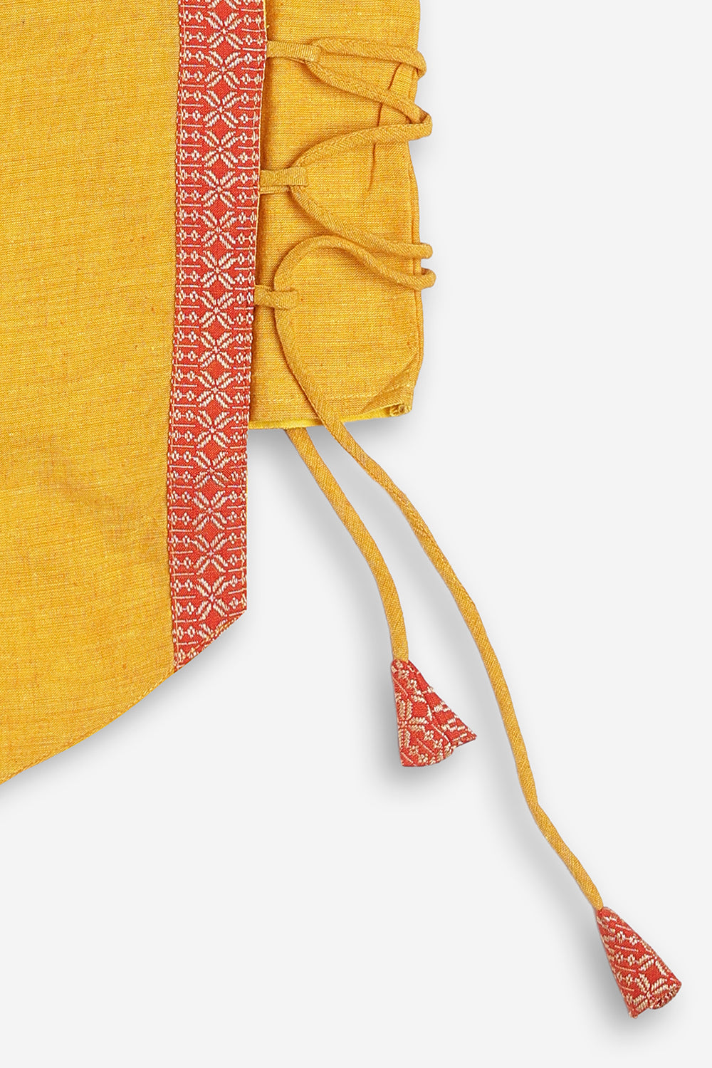 Chittythali Girls Handloom Cotton Pavadai Set | Mangalagiri Style Panelled Tie-Up Top with Knife Pleated Skirt | Traditional Ethnic Dress for Girls - PS93