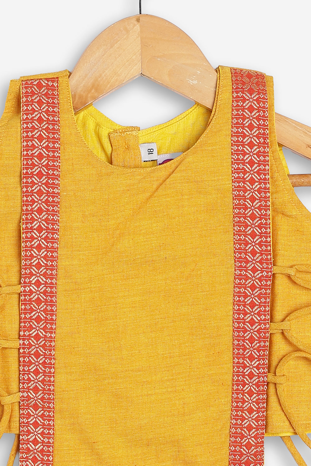 Chittythali Girls Handloom Cotton Pavadai Set | Mangalagiri Style Panelled Tie-Up Top with Knife Pleated Skirt | Traditional Ethnic Dress for Girls - PS93