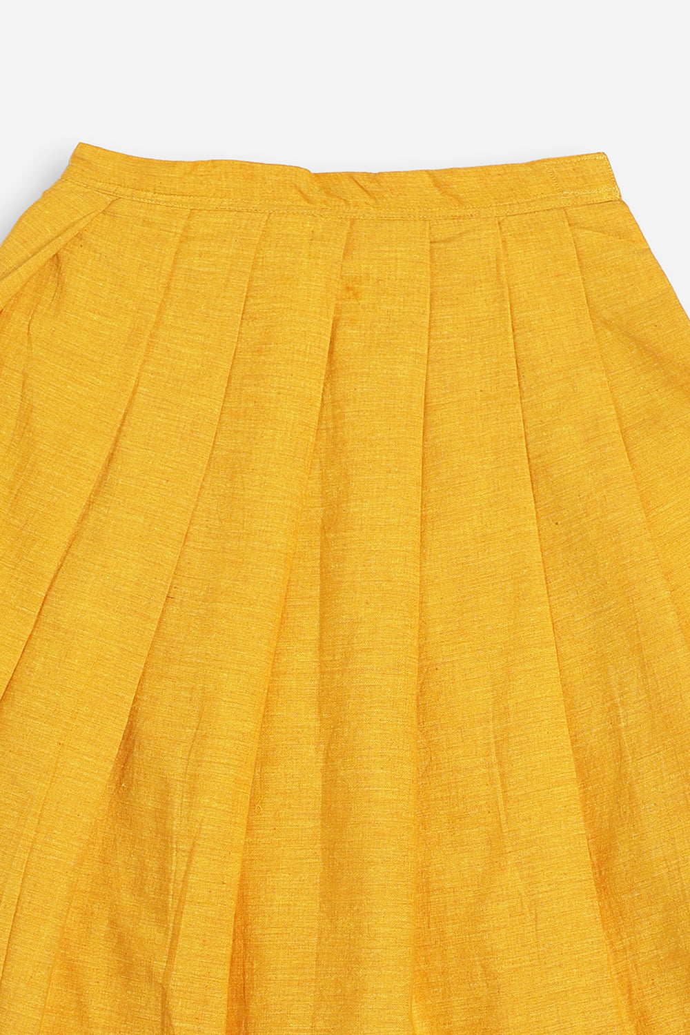 Chittythali Girls Handloom Cotton Pavadai Set | Mangalagiri Style Panelled Tie-Up Top with Knife Pleated Skirt | Traditional Ethnic Dress for Girls - PS93