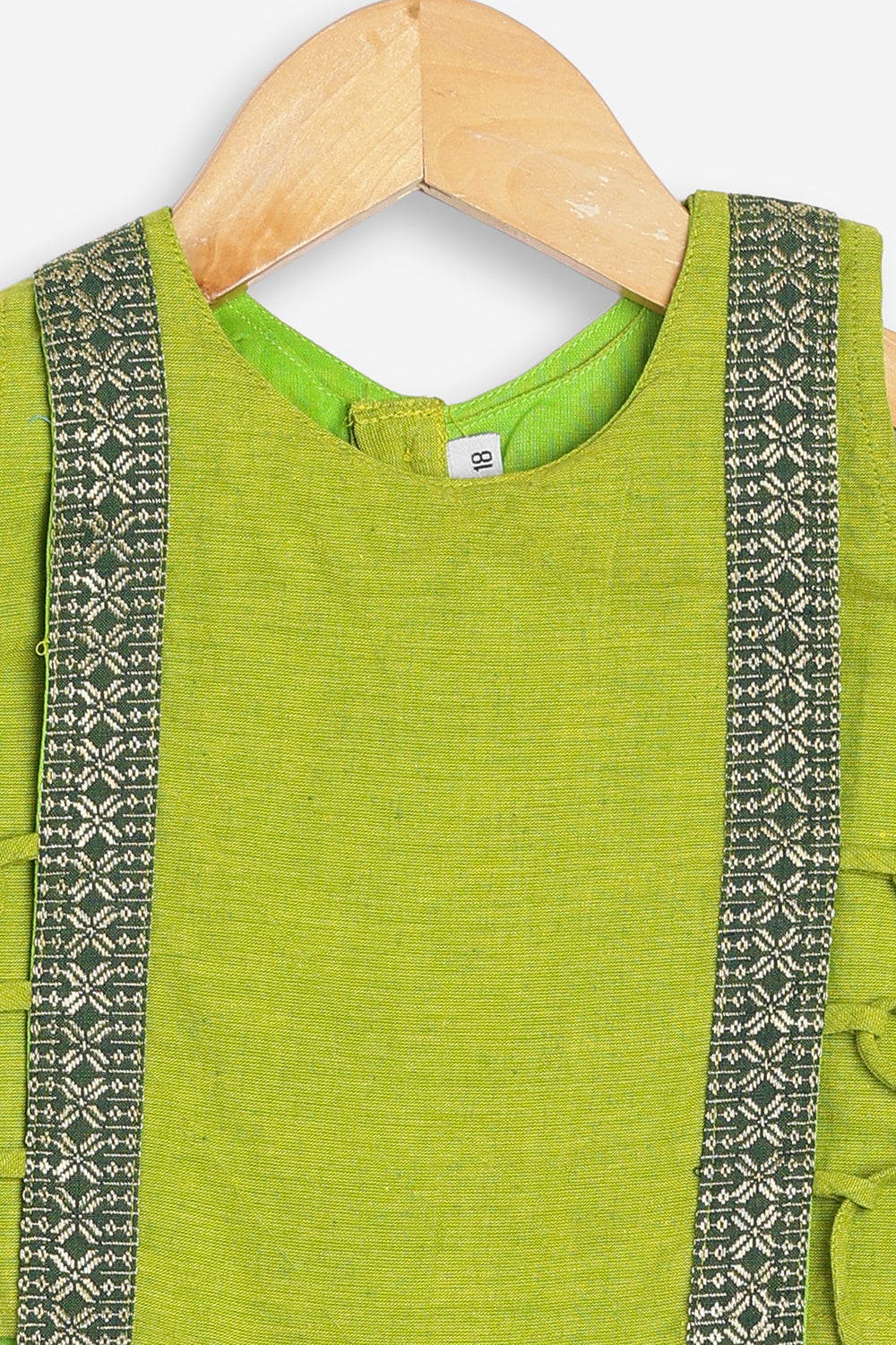 Chittythali Girls Handloom Cotton Pavadai Set | Mangalagiri Style Panelled Tie-Up Top with Knife Pleated Skirt | Traditional Ethnic Dress for Girls - PS93