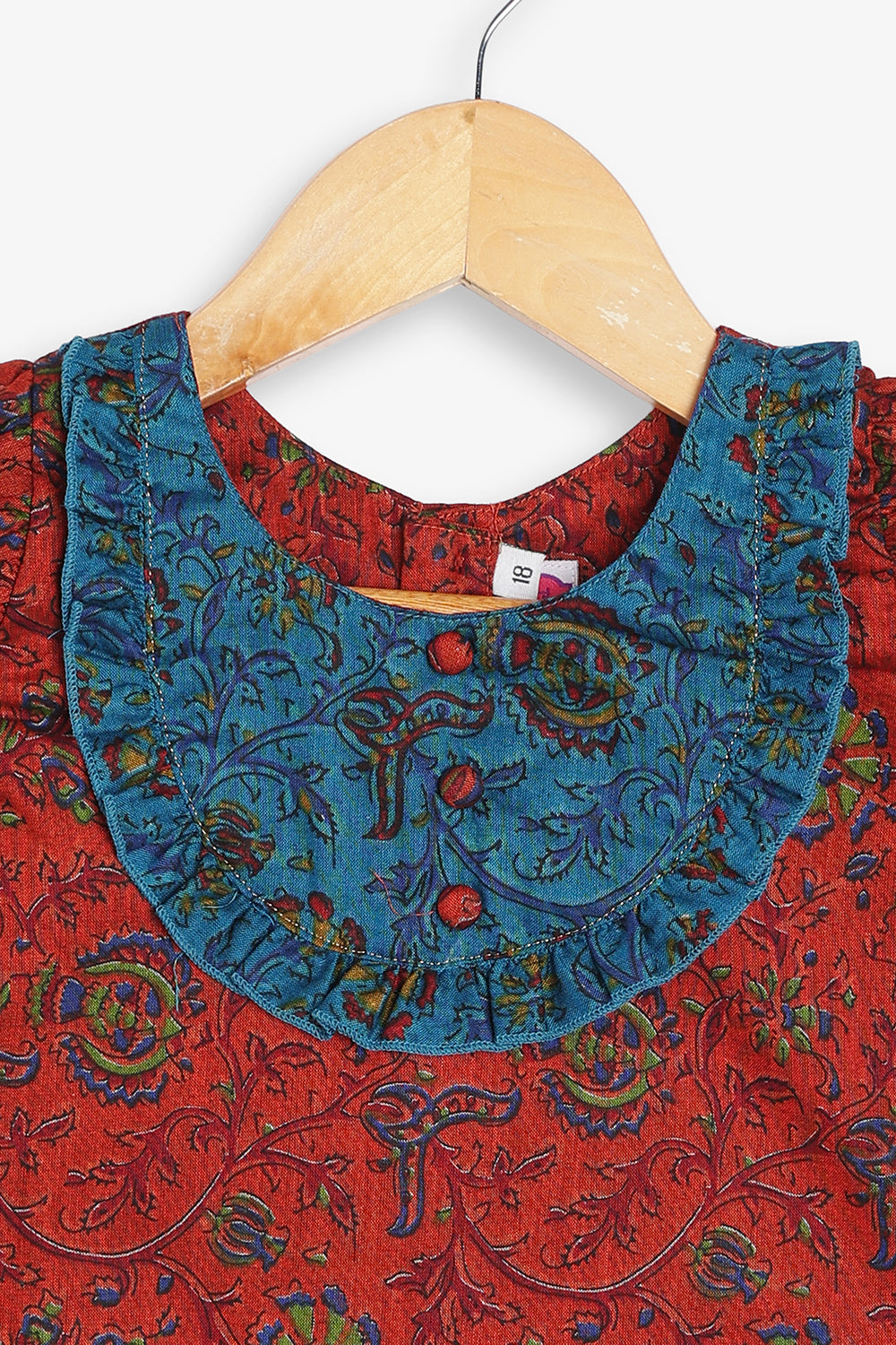 Chittythali Girls Cotton Silk Blend Pavadai Set | Pintuck Sleeve Top with Yoke Patchwork & Kali Skirt | Traditional Ethnic Festive Dress for Girls - PS33
