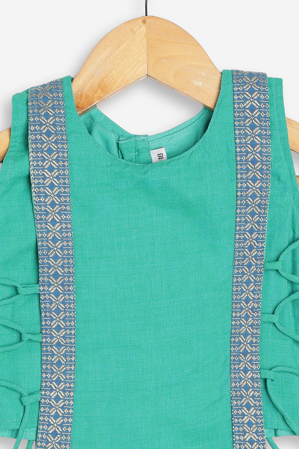 Chittythali Girls Handloom Cotton Pavadai Set | Mangalagiri Style Panelled Tie-Up Top with Knife Pleated Skirt | Traditional Ethnic Dress for Girls - PS93