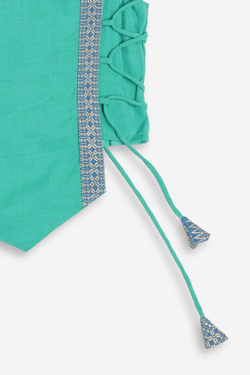 Chittythali Girls Handloom Cotton Pavadai Set | Mangalagiri Style Panelled Tie-Up Top with Knife Pleated Skirt | Traditional Ethnic Dress for Girls - PS93