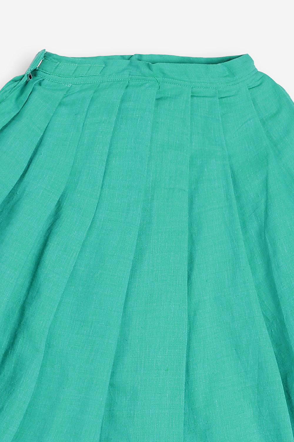 Chittythali Girls Handloom Cotton Pavadai Set | Mangalagiri Style Panelled Tie-Up Top with Knife Pleated Skirt | Traditional Ethnic Dress for Girls - PS93