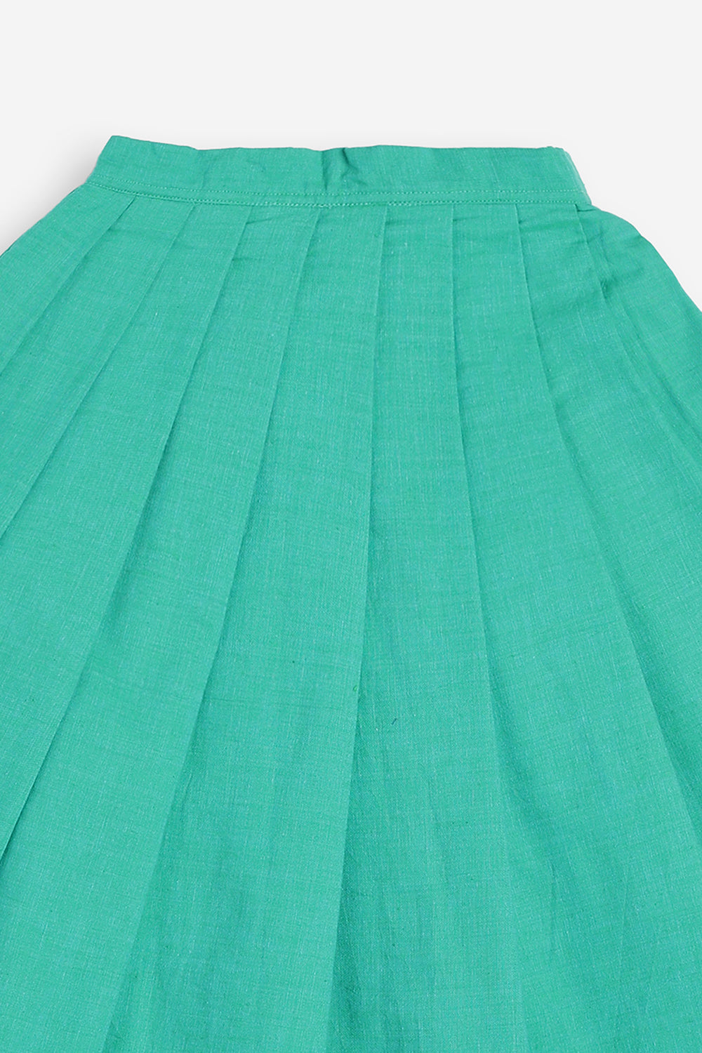 Chittythali Girls Handloom Cotton Pavadai Set | Mangalagiri Style Panelled Tie-Up Top with Knife Pleated Skirt | Traditional Ethnic Dress for Girls - PS93
