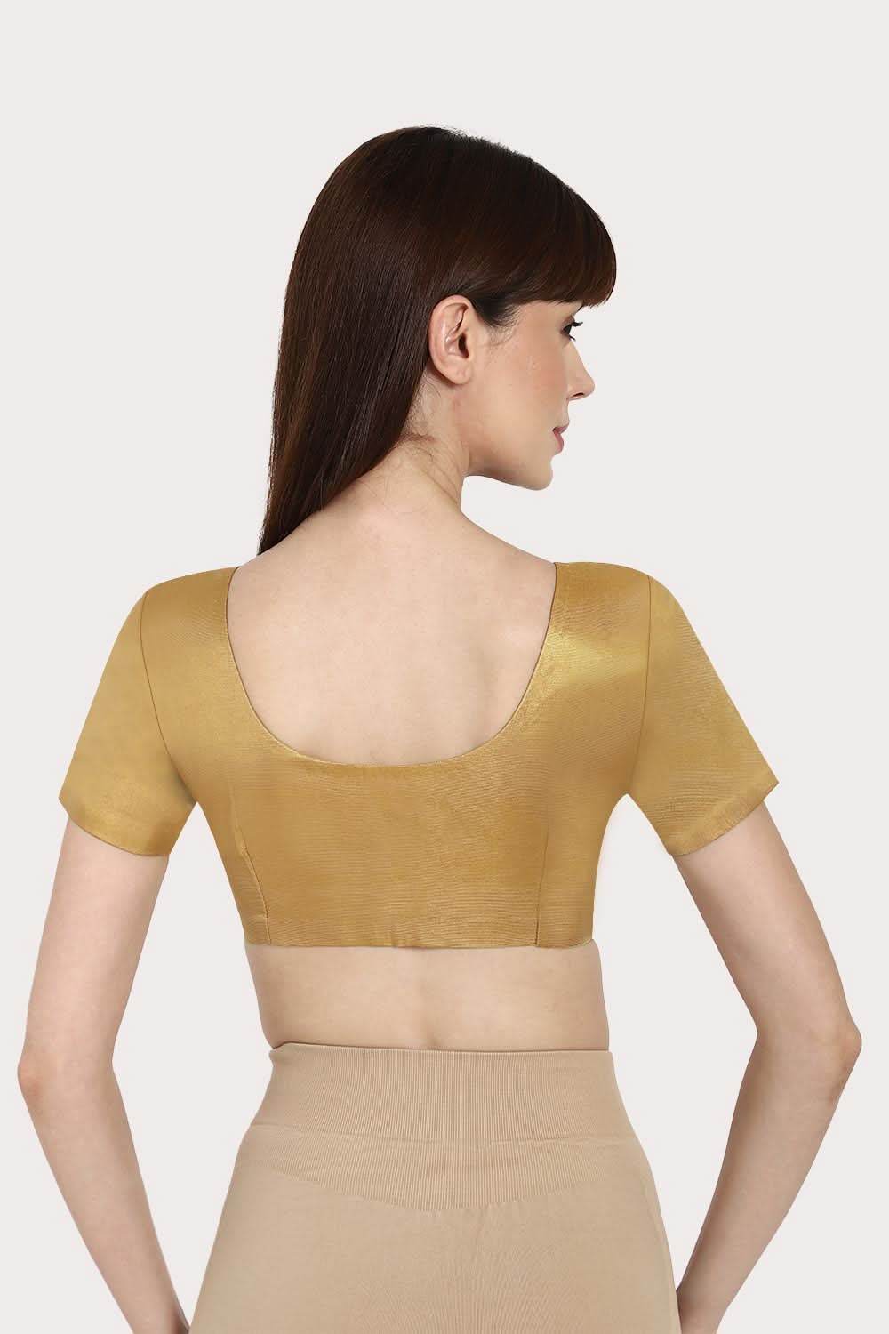 Naidu Hall Round neck short sleeve blouse - Gold - Naidu Hall Family Store