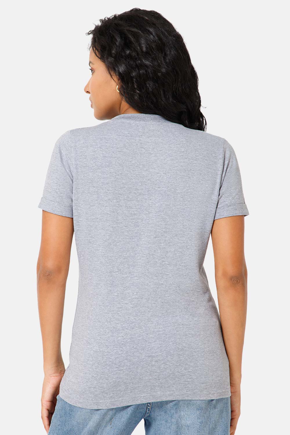 Jusperf Women Half Sleeve Crew Neck T-shirt  - Grey melange - SD24