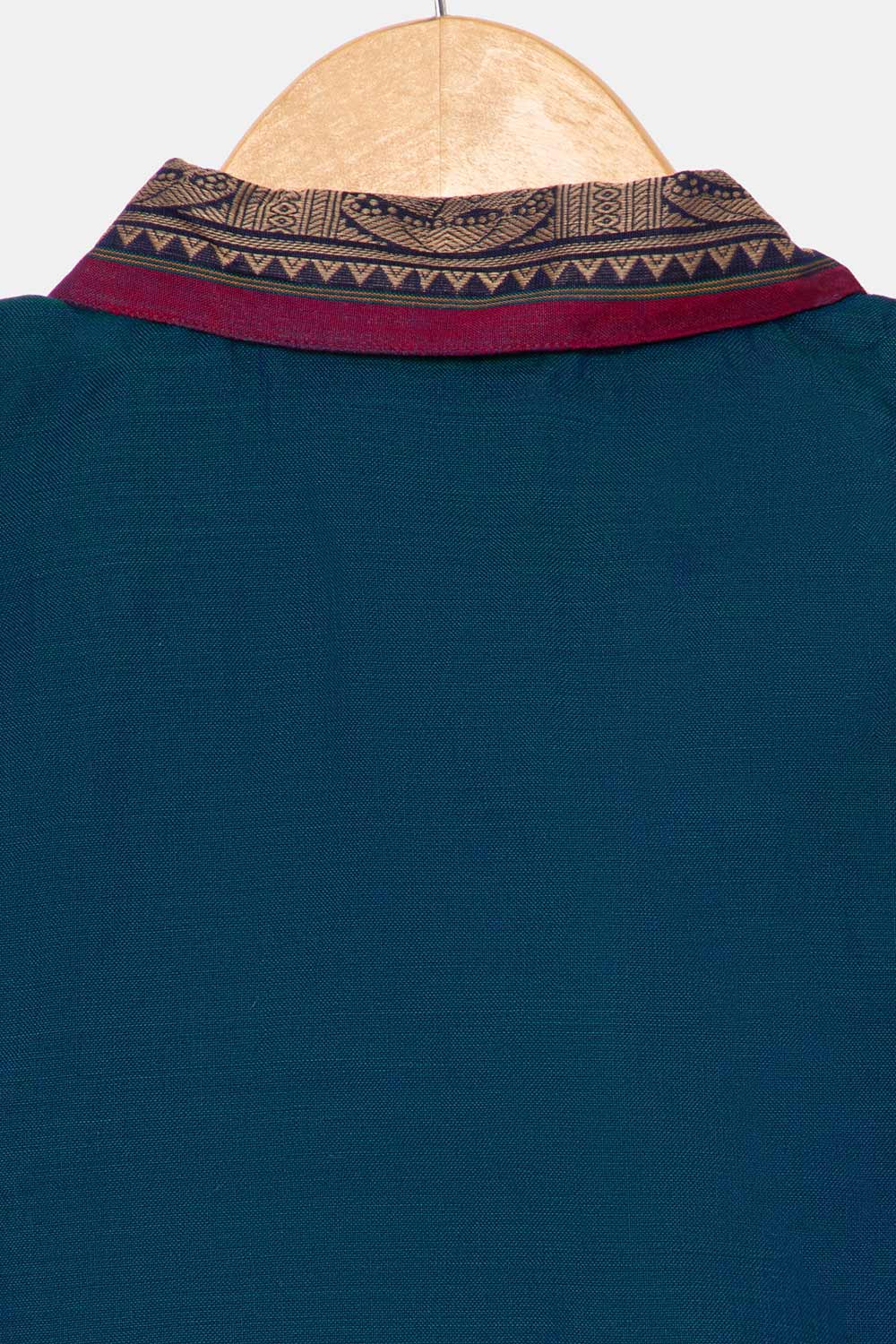 Chittythalli Girls Ethnic Pavadai Set – Hand Embroidered Fish Blouse with Box Pleated Skirt & Tassels - Blue - PS86