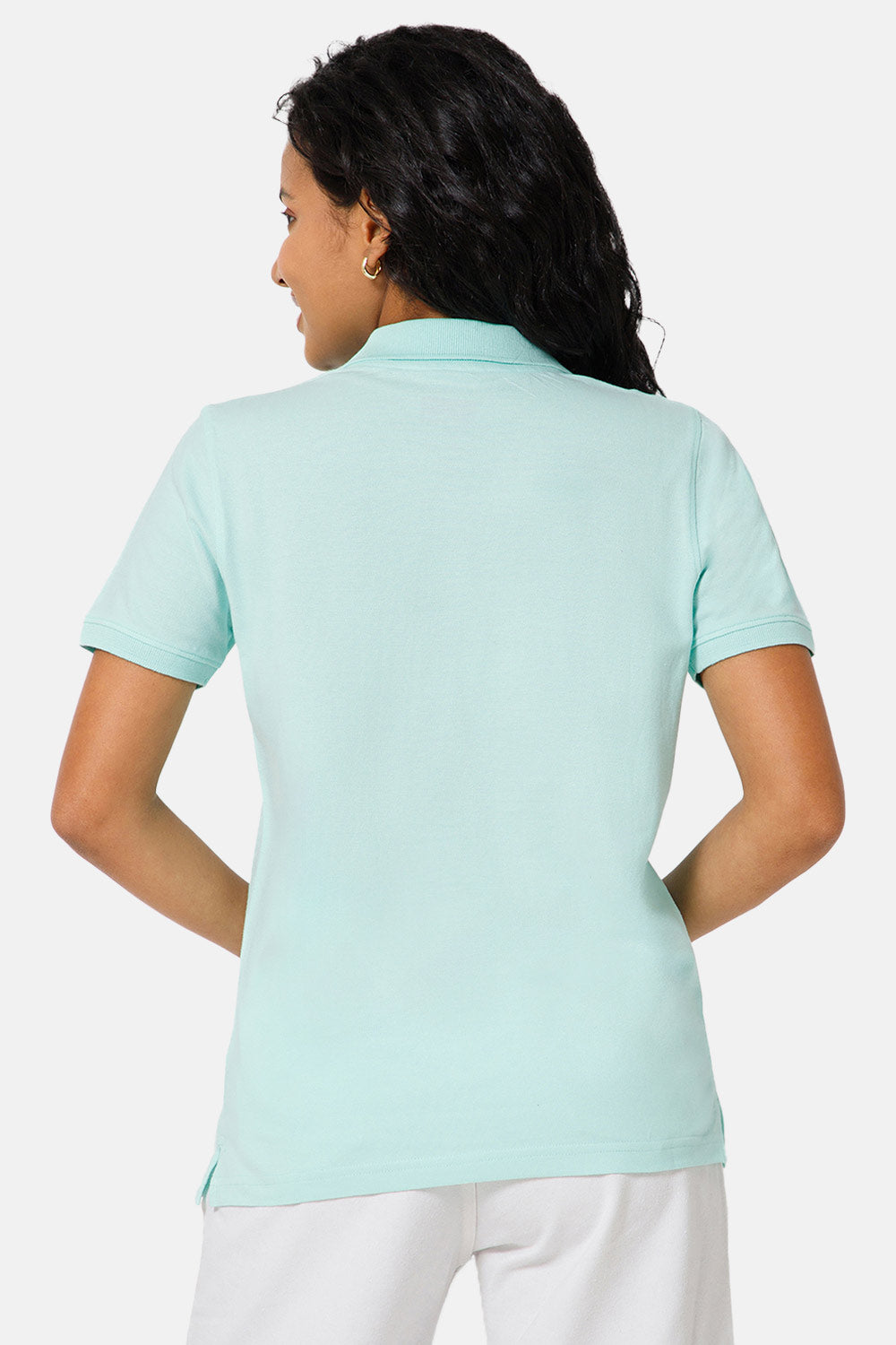 Jusperf Women Half Sleeve Polo Neck T-shirt  - Sky blue - SJD1