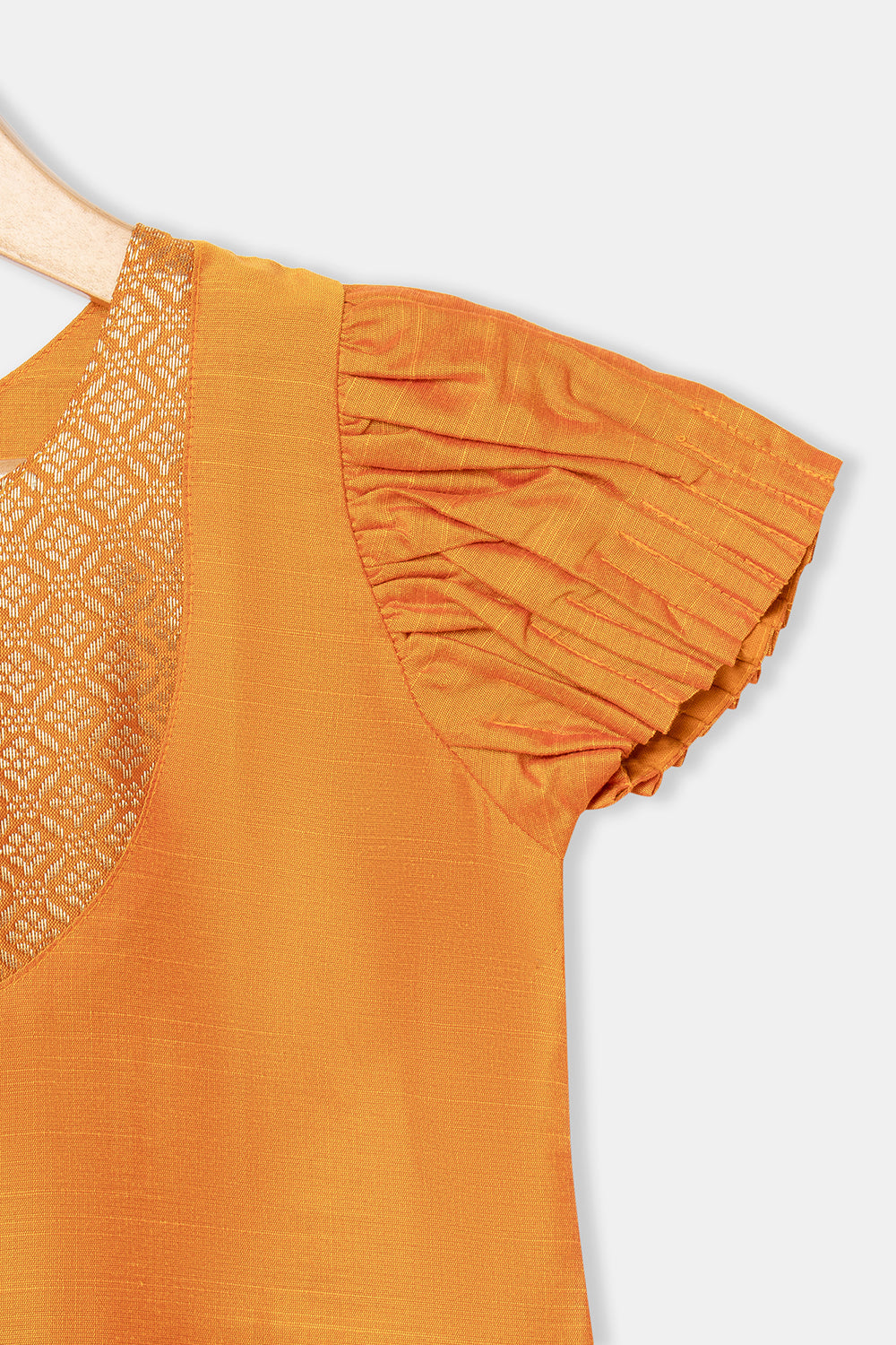 Chittythalli Girls Pavadai Skirt and Top Set Traditional Indian Outfit Festive Ethnic Wear with Puff Sleeves - Orange - PS33