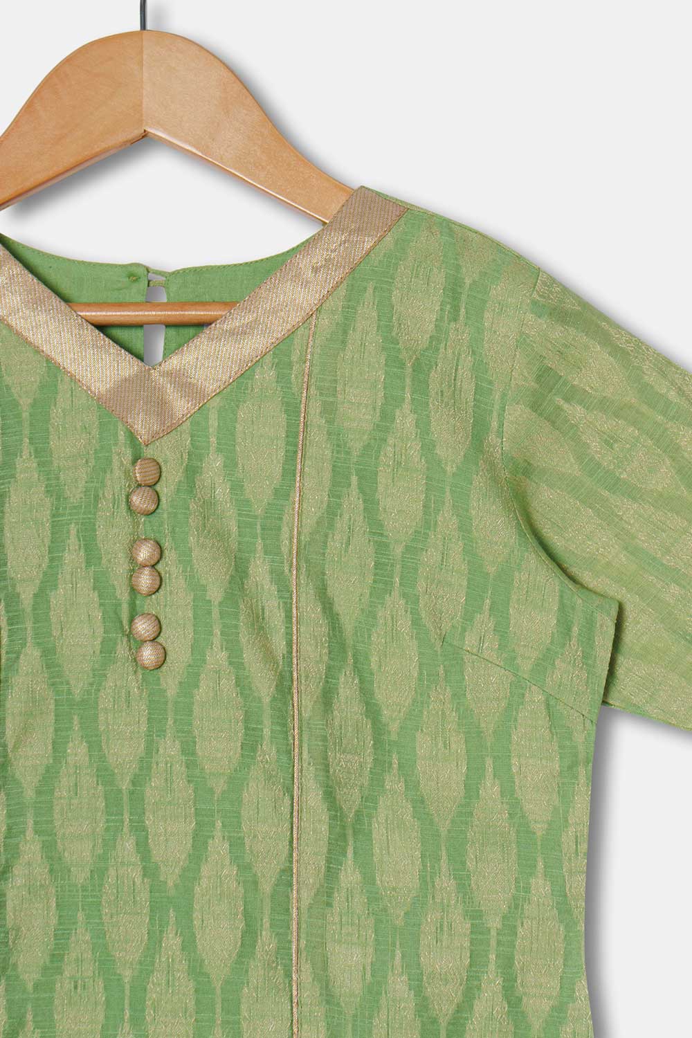 Chittythalli Girls Kurthi Handloom Cotton Regular Fit  - Green  - KU06