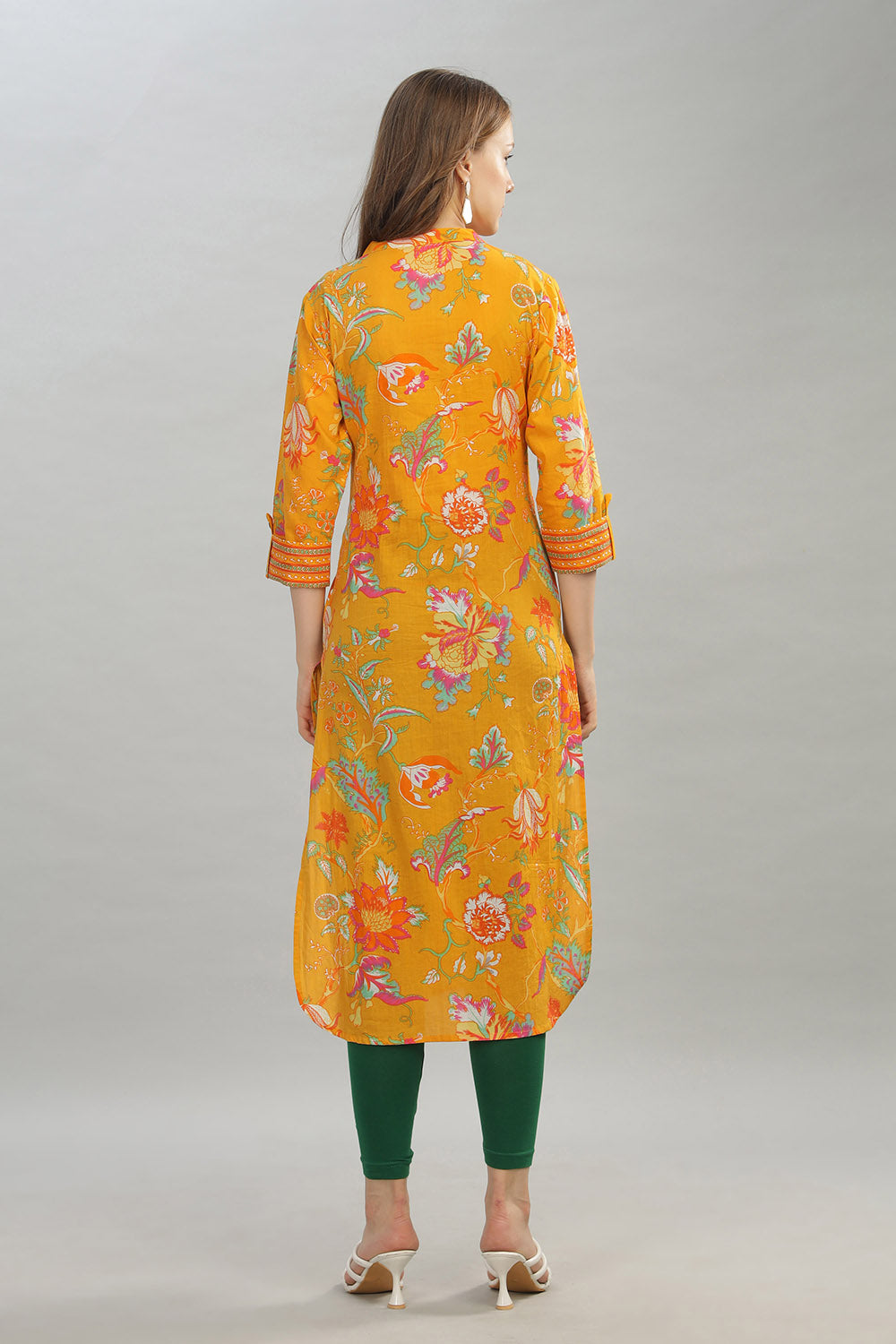 Mythri Women Casual Kurta with 3/4th Sleeves - Yellow - KU09