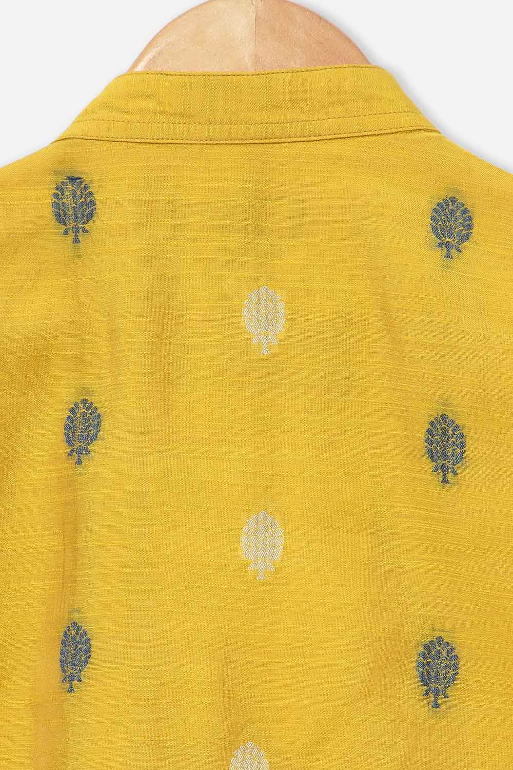 Navkrish Navkrish Boys Kurta Pajama Set – Mandarin Collar Full Button Placket and Pajama Pants - Yellow - S020 - Naidu Hall Family Store