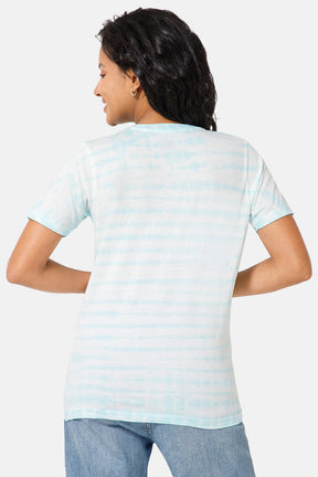 Jusperf Women Half Sleeve V-Neck T-shirt  - Blue - SD12