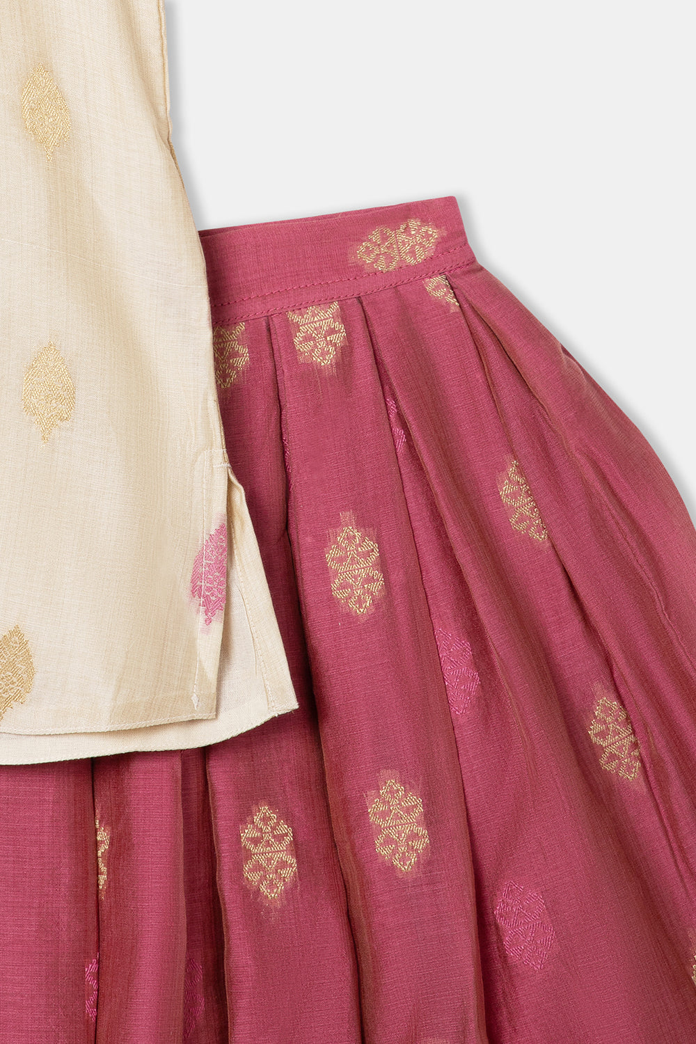 Chittythalli Ruffle Detailing Short Sleeve Ethnic Pavadai Set - Pink - PS28