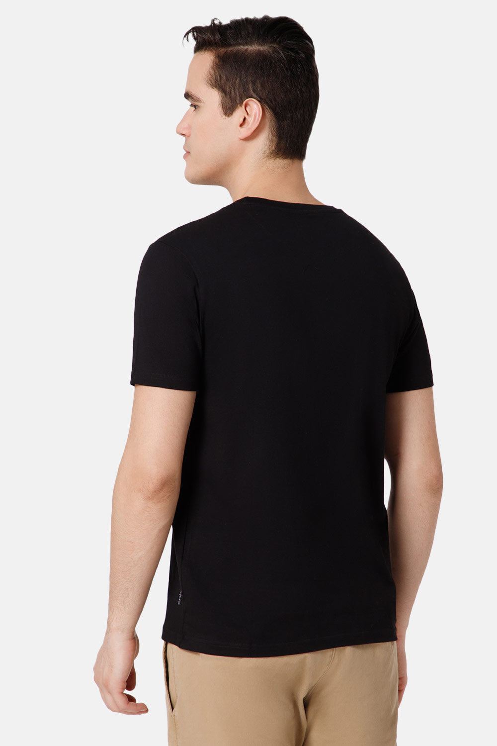 Enhance Printed Crew Neck Men's Casual T-Shirts - Black - TS22