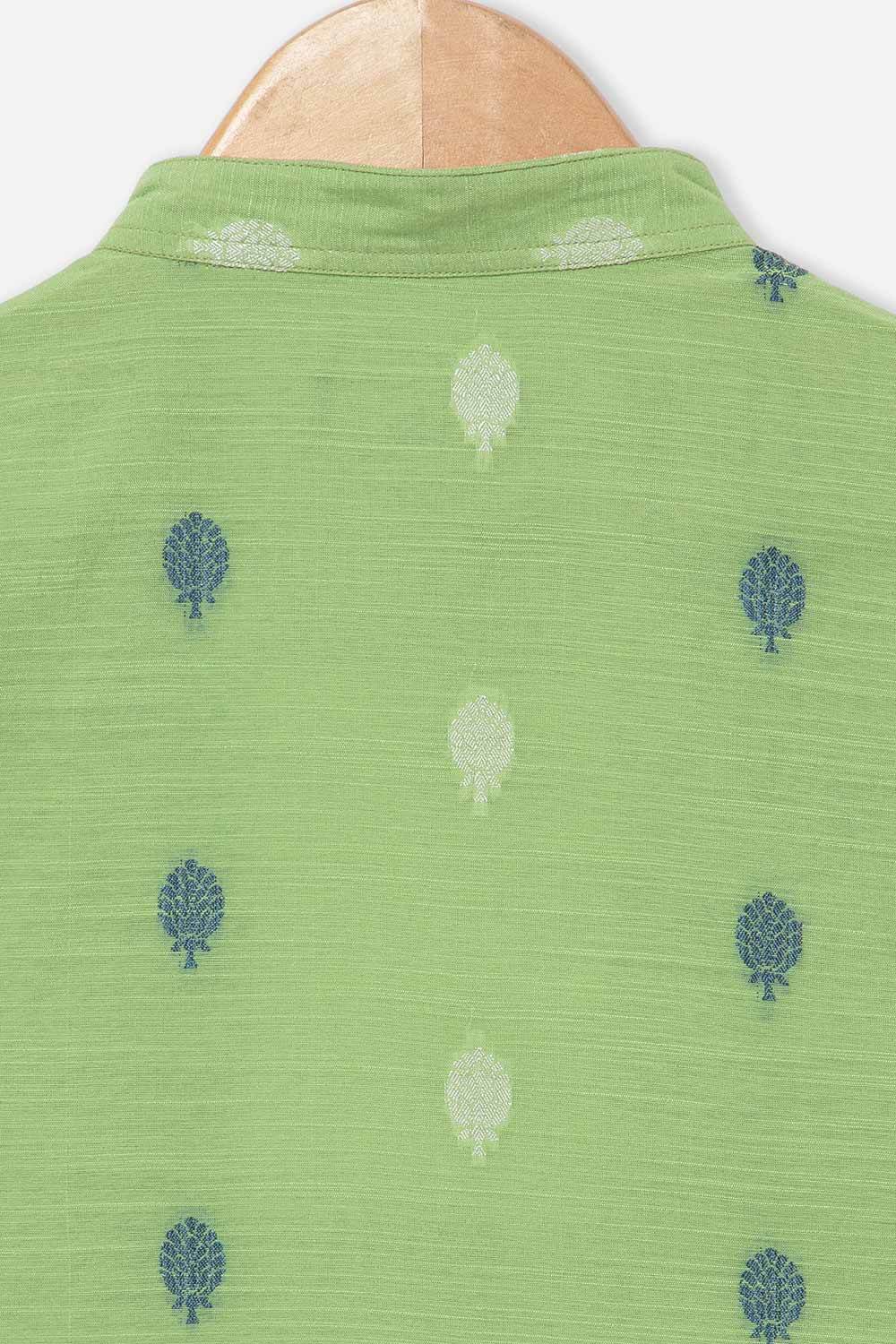 Navkrish Navkrish Boys Kurta Pajama Set – Mandarin Collar Full Button Placket and Pajama Pants - Green - S020 - Naidu Hall Family Store