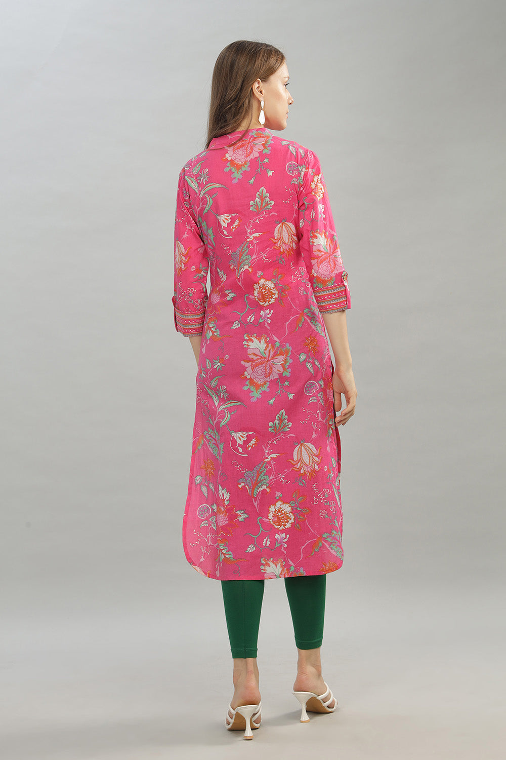 Mythri Women Casual Kurta with 3/4th Sleeves - Pink - KU10