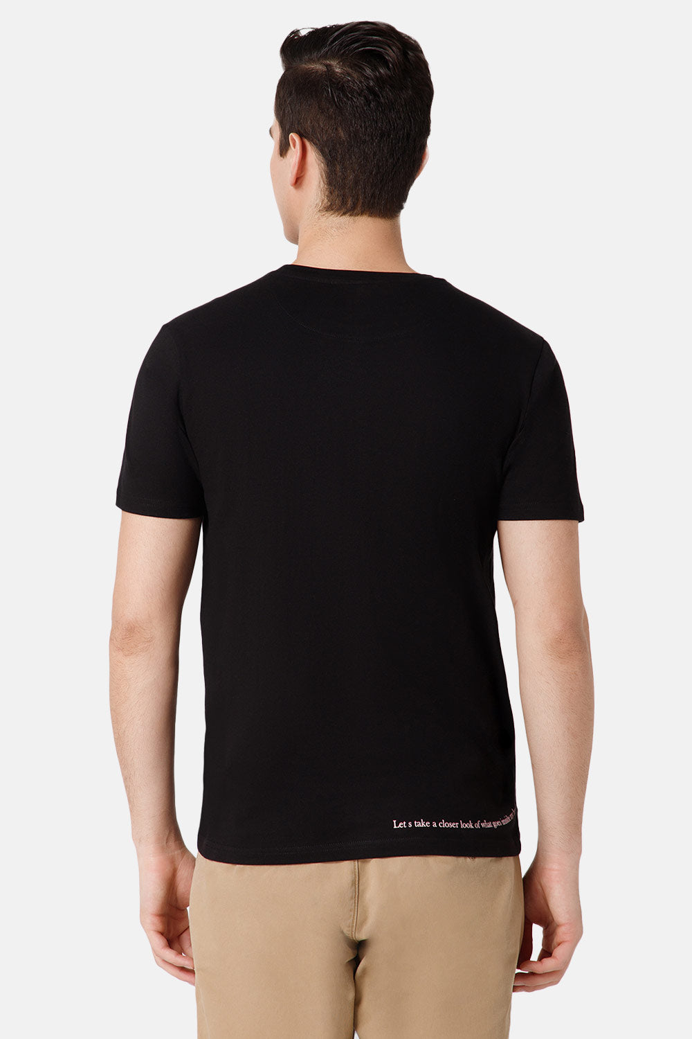 Enhance Printed Crew Neck Men's Casual T-Shirts - Black - TS30