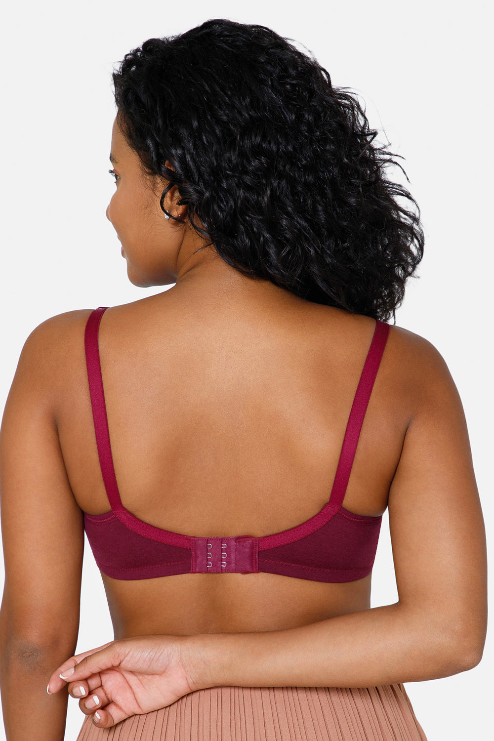 Everyday Full Coverage Non-Padded Intimacy  T-Shirt Saree Bra - Wine - DEFC