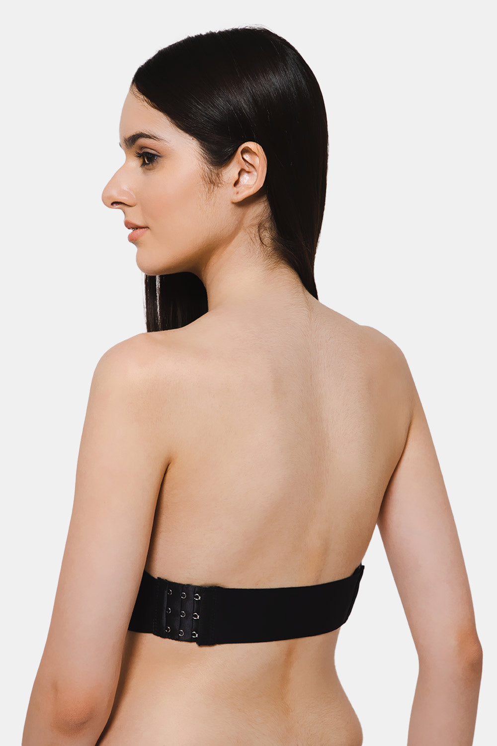 Full coverage backless padded bra with transparent strap and band