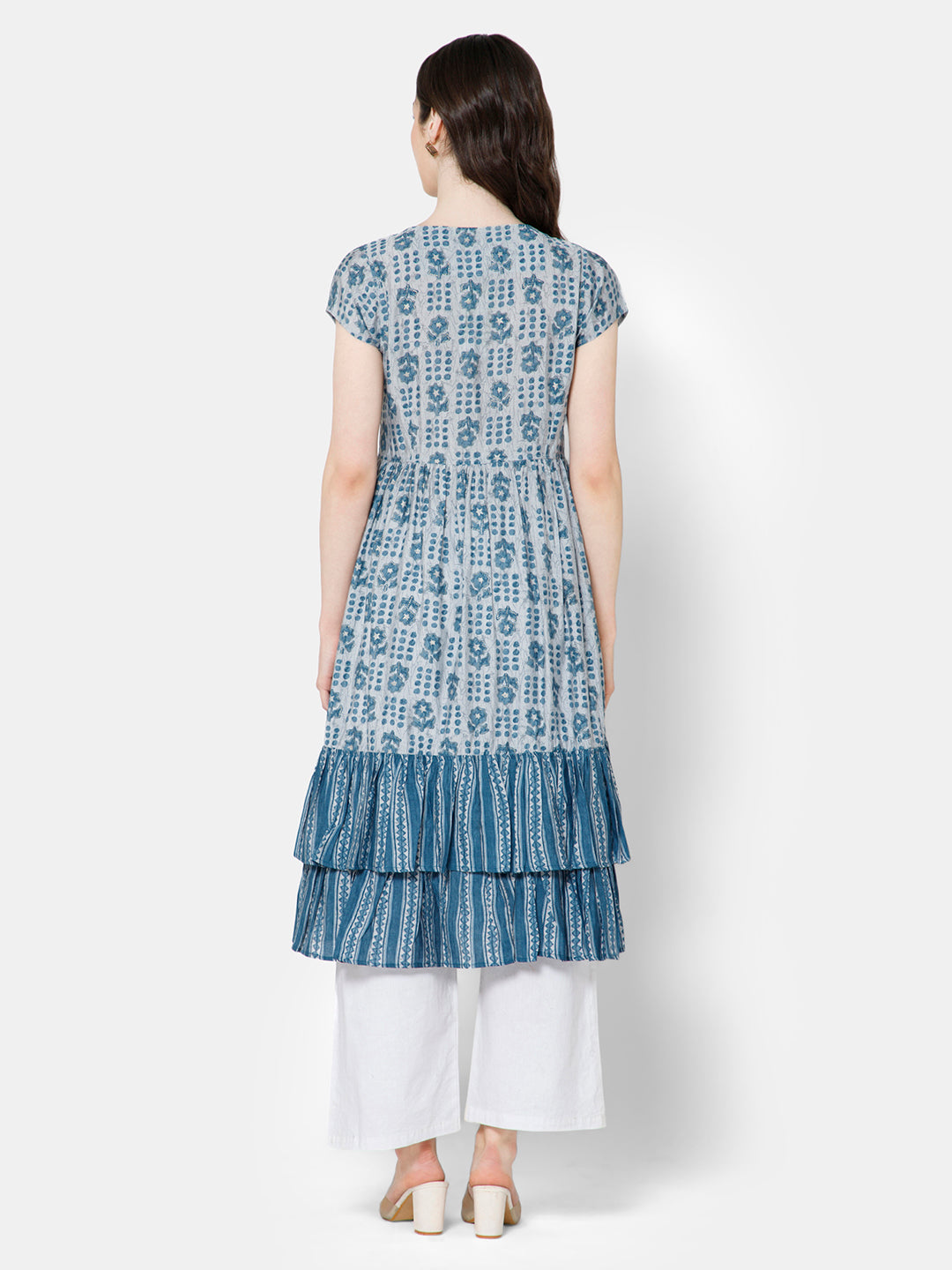 Mythri Women's Fit and Flare Casual Dress - Blue - DR04