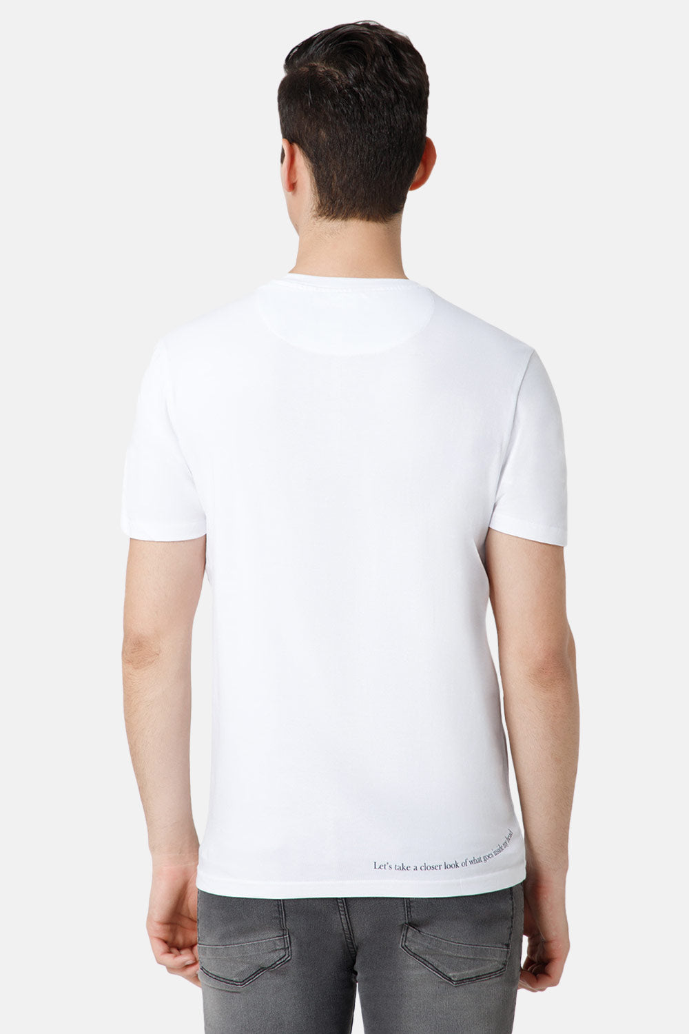 Enhance Printed Crew Neck Men's Casual T-Shirts - White - TS29