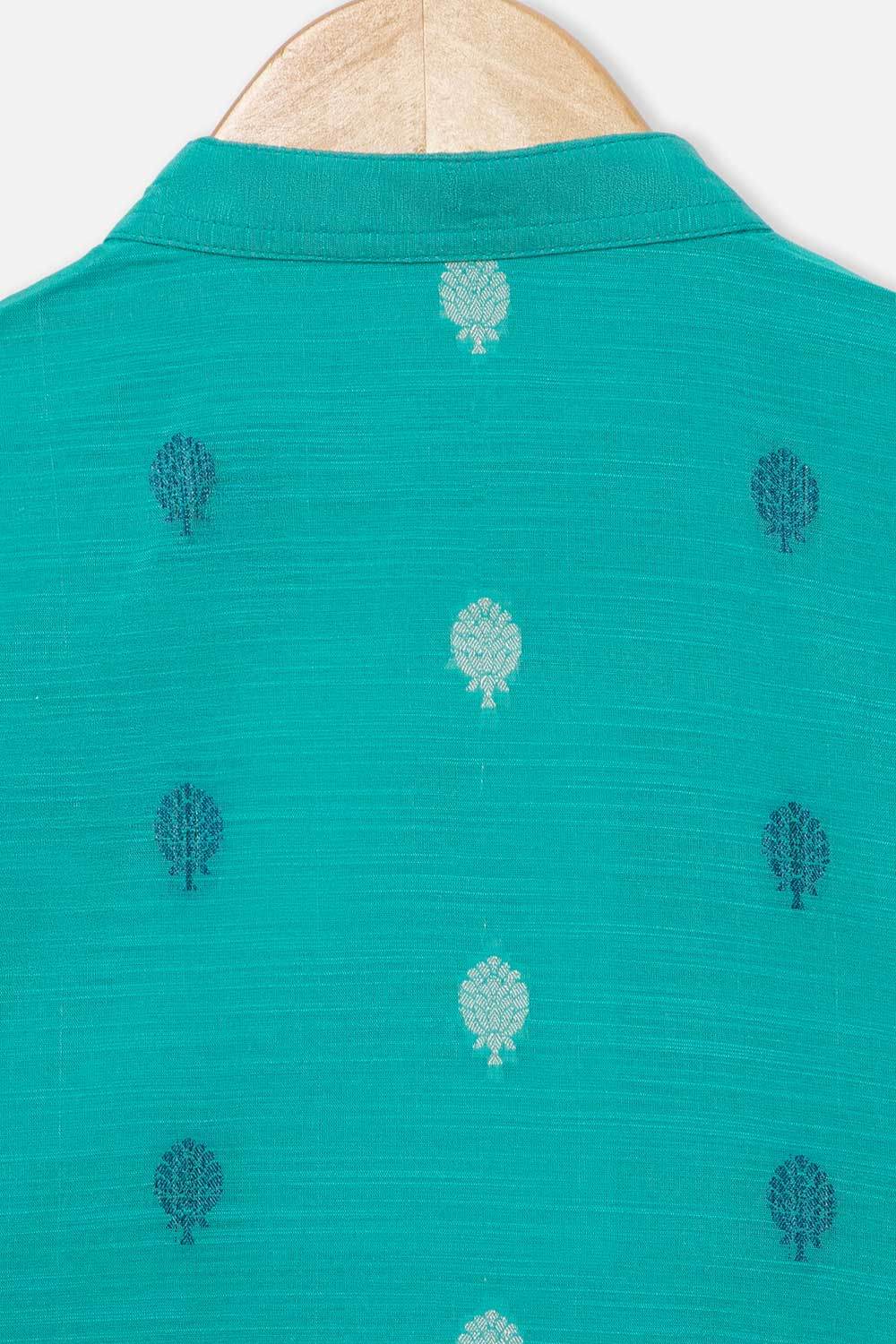 Navkrish Navkrish Boys Kurta Pajama Set – Mandarin Collar Full Button Placket and Pajama Pants - Blue - S020 - Naidu Hall Family Store
