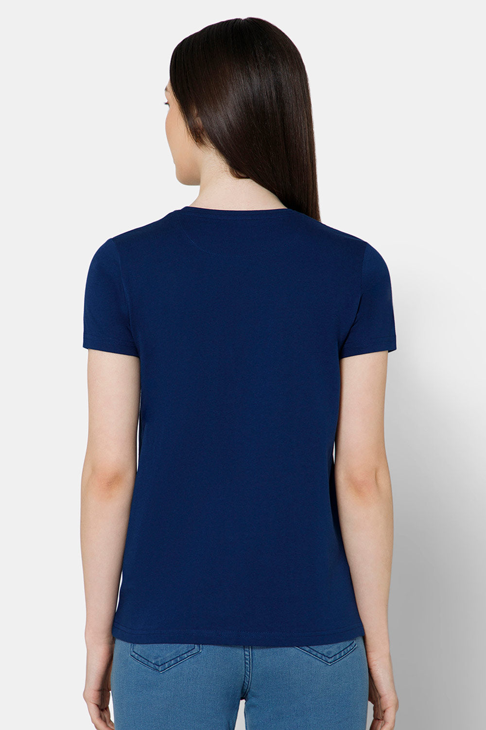 Jusperf Women's Printed Crew Neck Casual T-Shirt - Blue - TS31