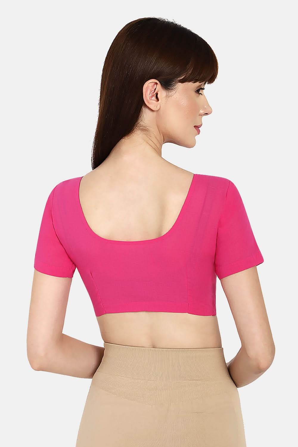 Naidu Hall Round neck short sleeve blouse - Fuchsia - Naidu Hall Family Store
