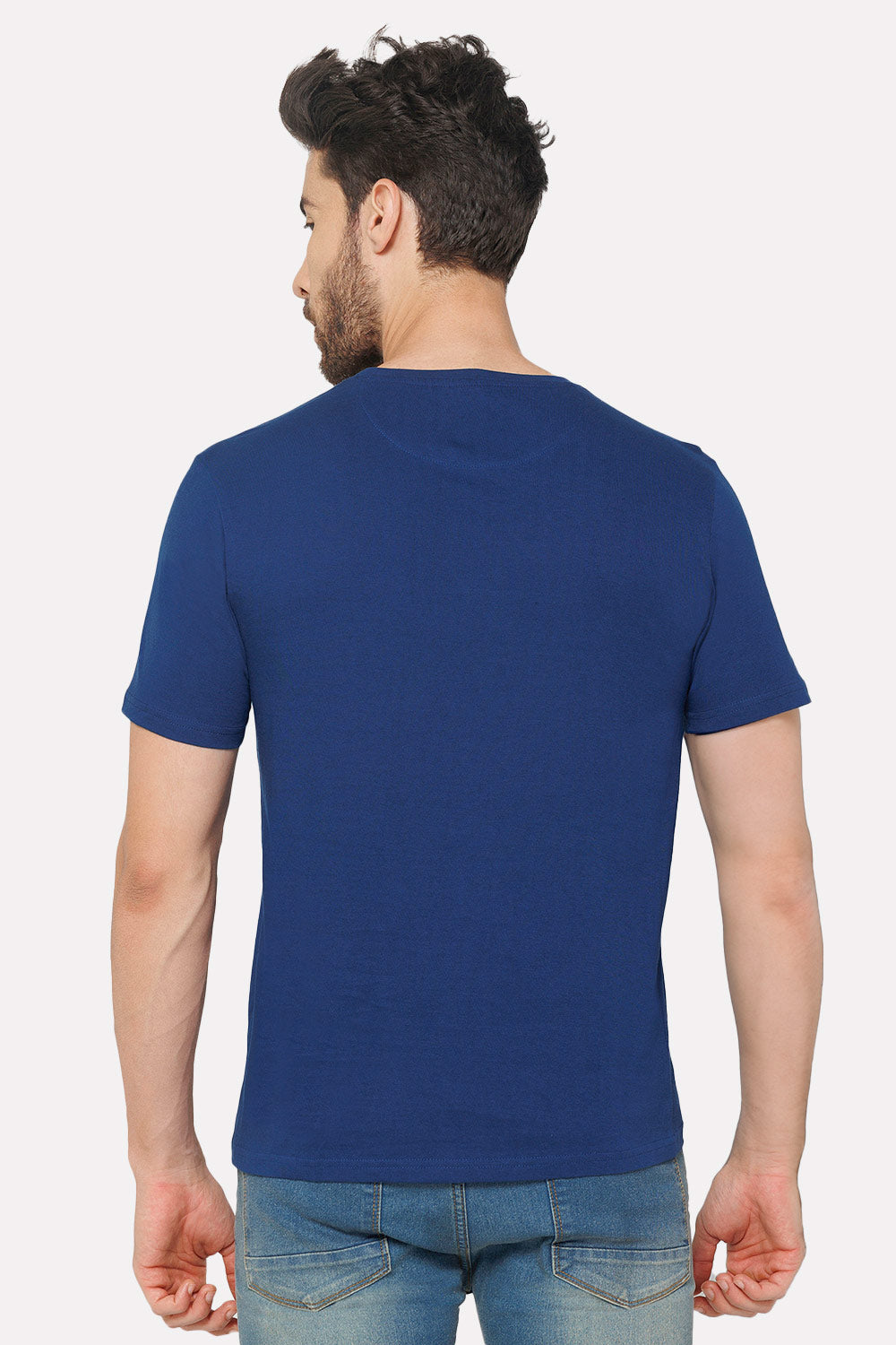 Enhance Men's Printed Crew Neck Casual T-Shirt - Blue - TS31