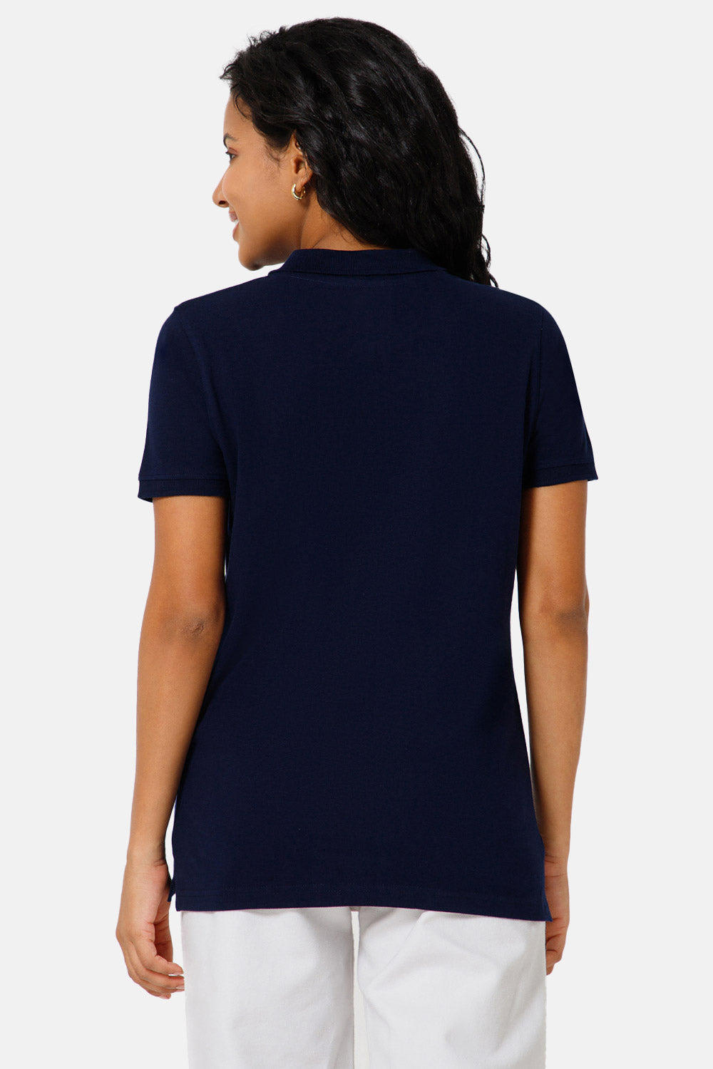 Jusperf Women Half Sleeve Polo Neck T-shirt  - Blue - SJD6