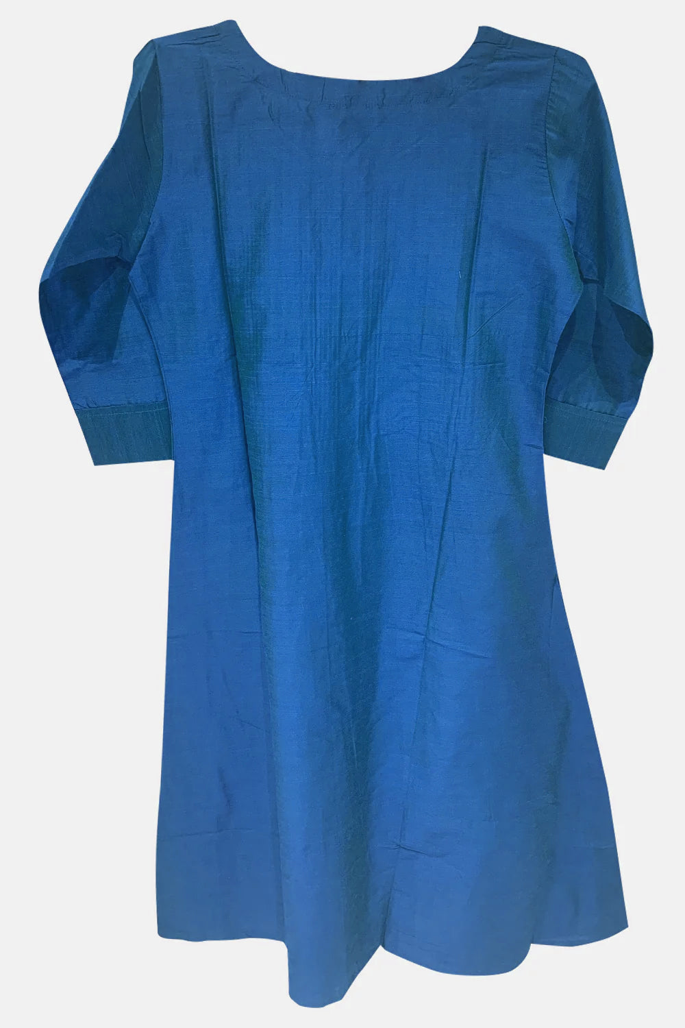 Mythri Women's Casual kurthi with A-Line  Round neck and 3/4 sleeves - Blue - E011