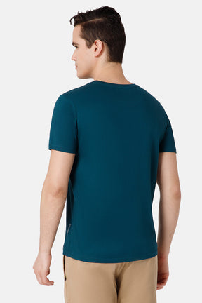 Enhance Printed Crew Neck Men's Casual T-Shirts - Teal - TS23